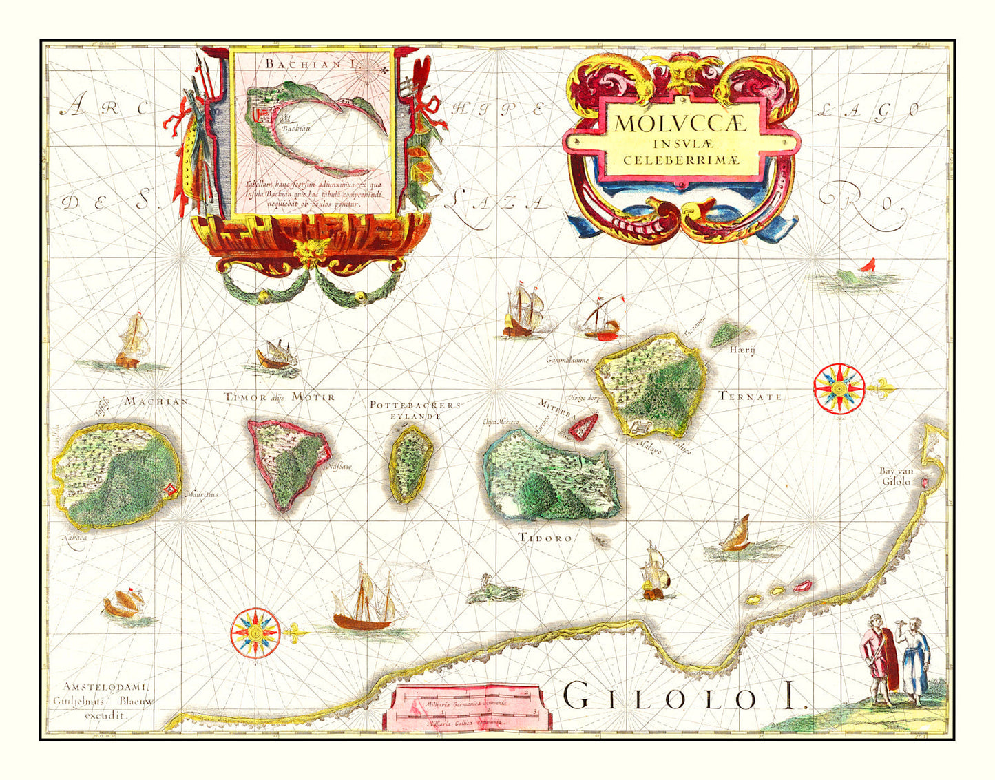 Vintage Map of the Spice Islands, Indonesia, 1665