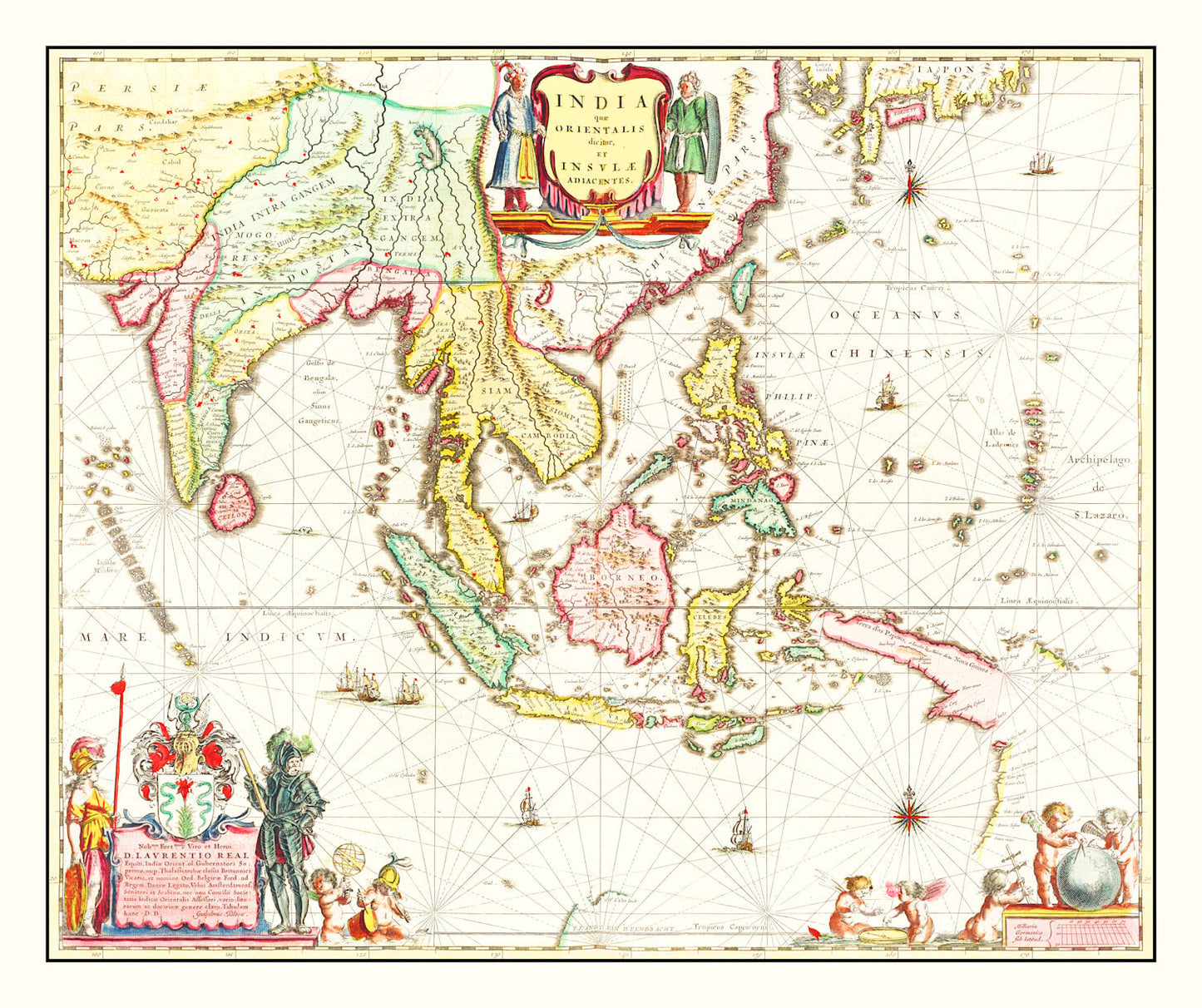 Vintage Map of India, 1665