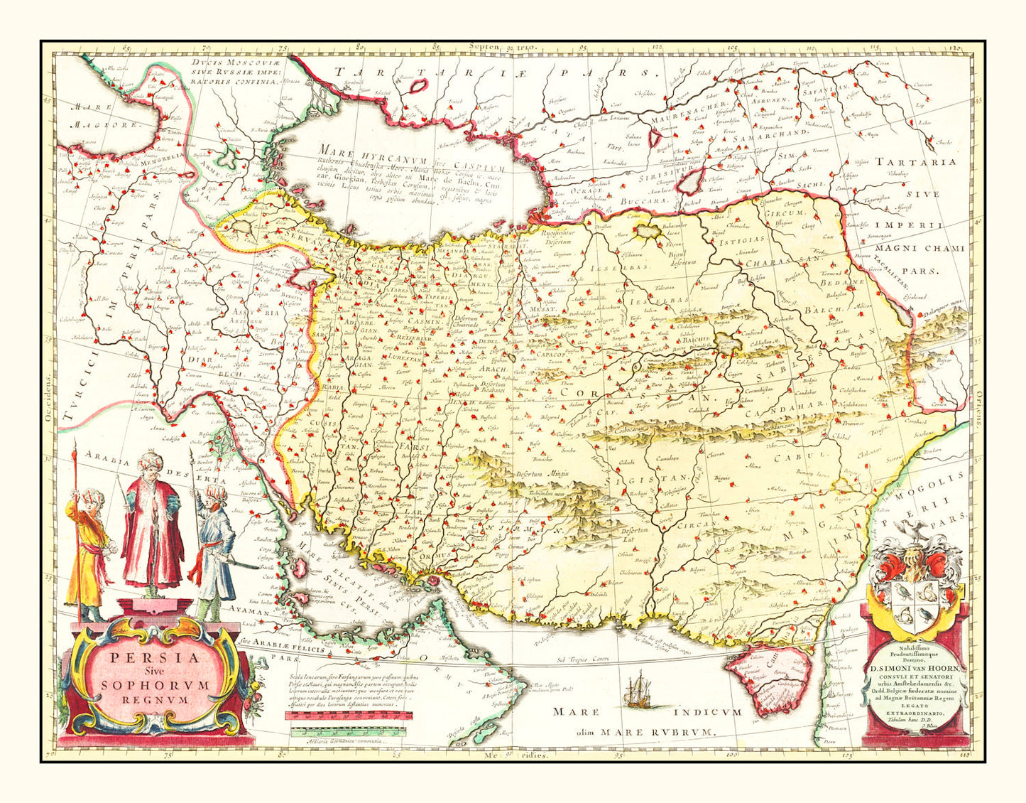 Vintage Map of the Kingdom of Persia, 1665