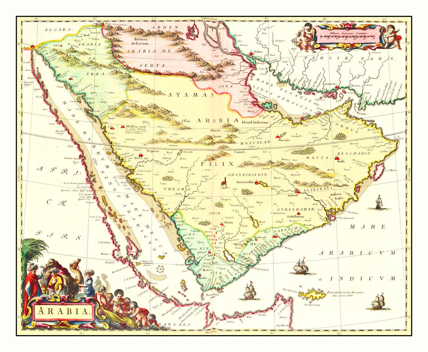 Vintage Map of Arabia, 1665