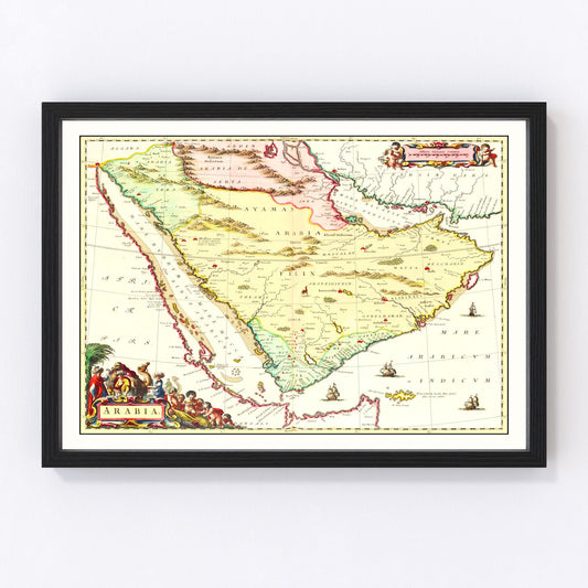 vintage map of Arabia, 1665