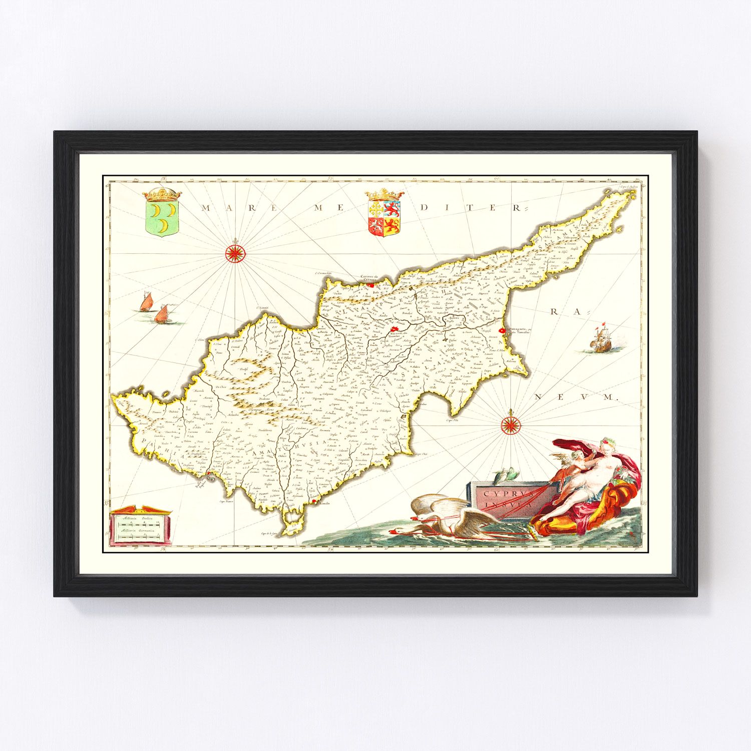 Vintage map of Cyprus, 1665