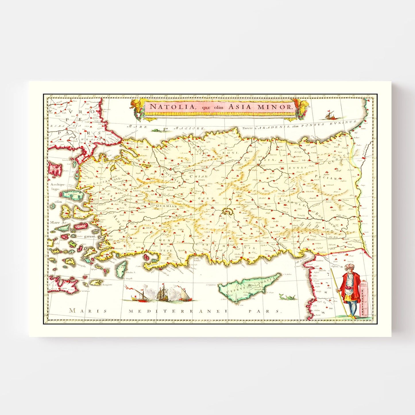 Vintage Map of Turkey, 1665