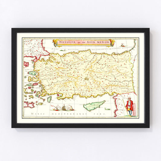 vintage map of Turkey, 1665