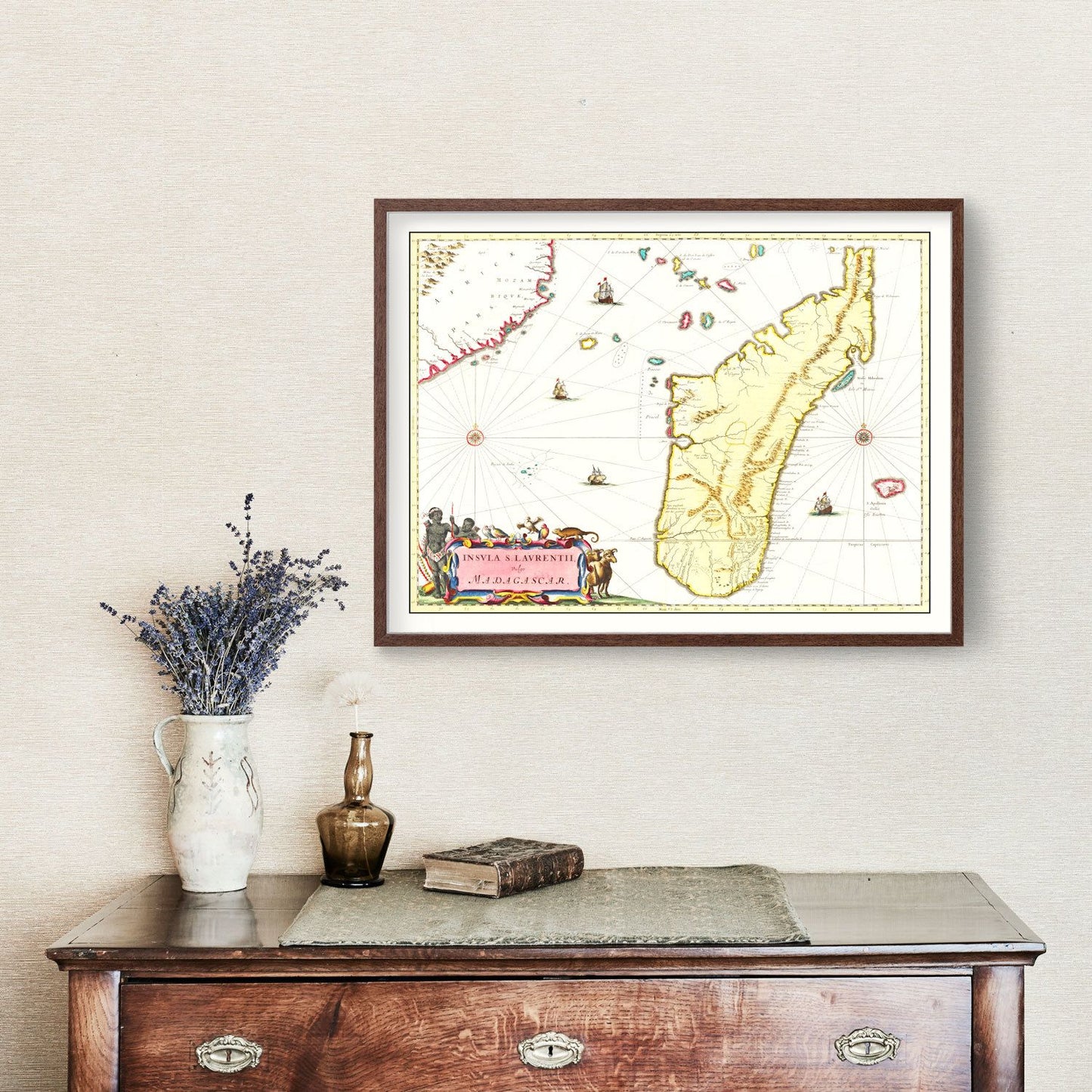 Vintage Map of Madagascar, 1665