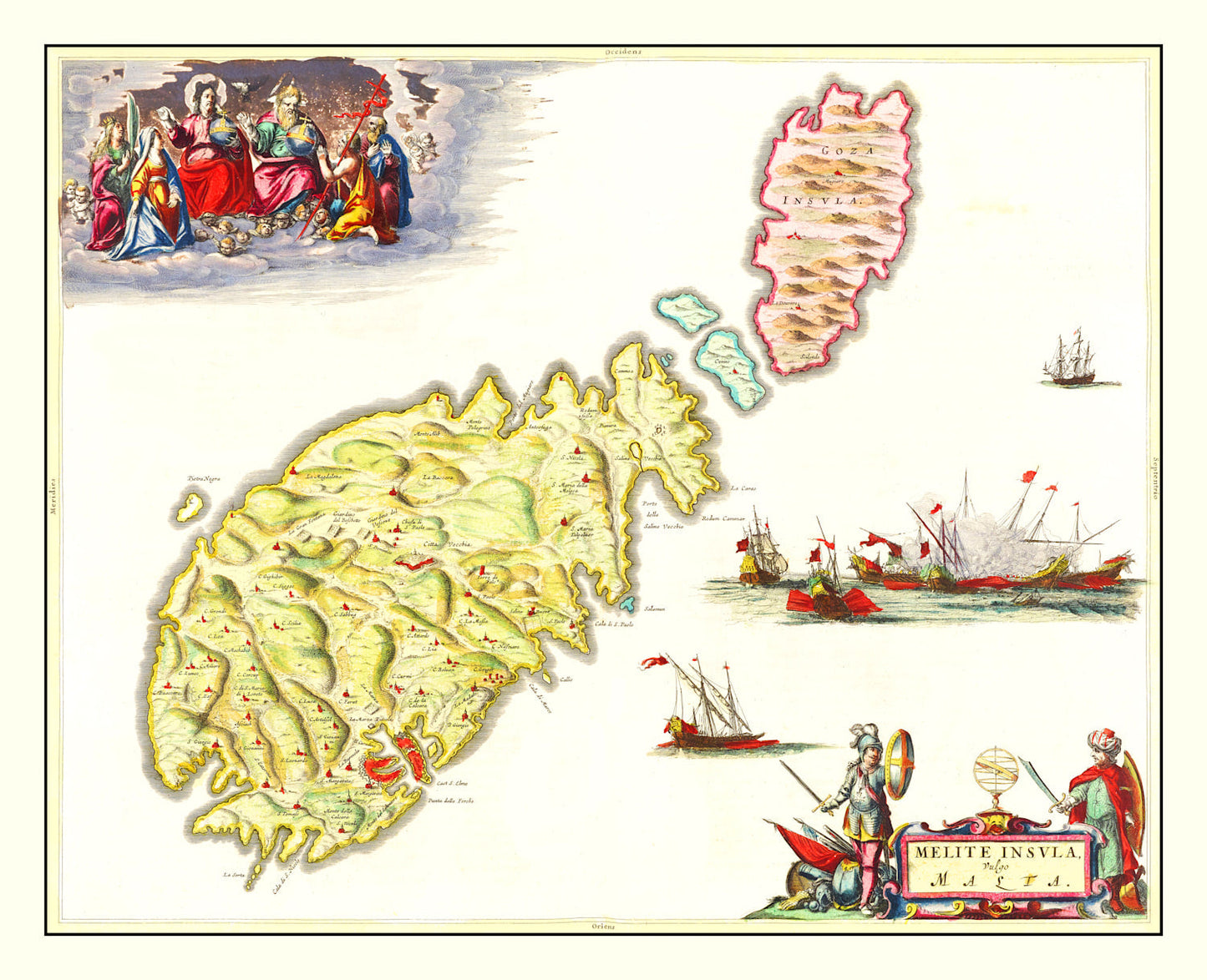 Vintage Map of Malta, 1665