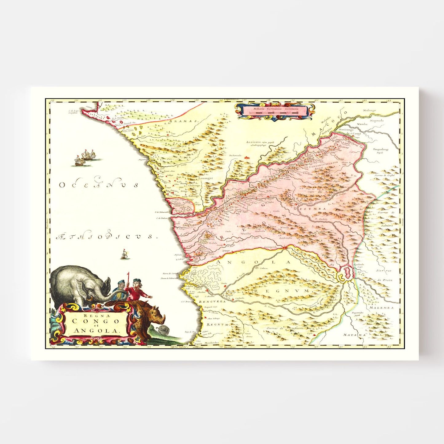 Vintage Map of Congo, 1665