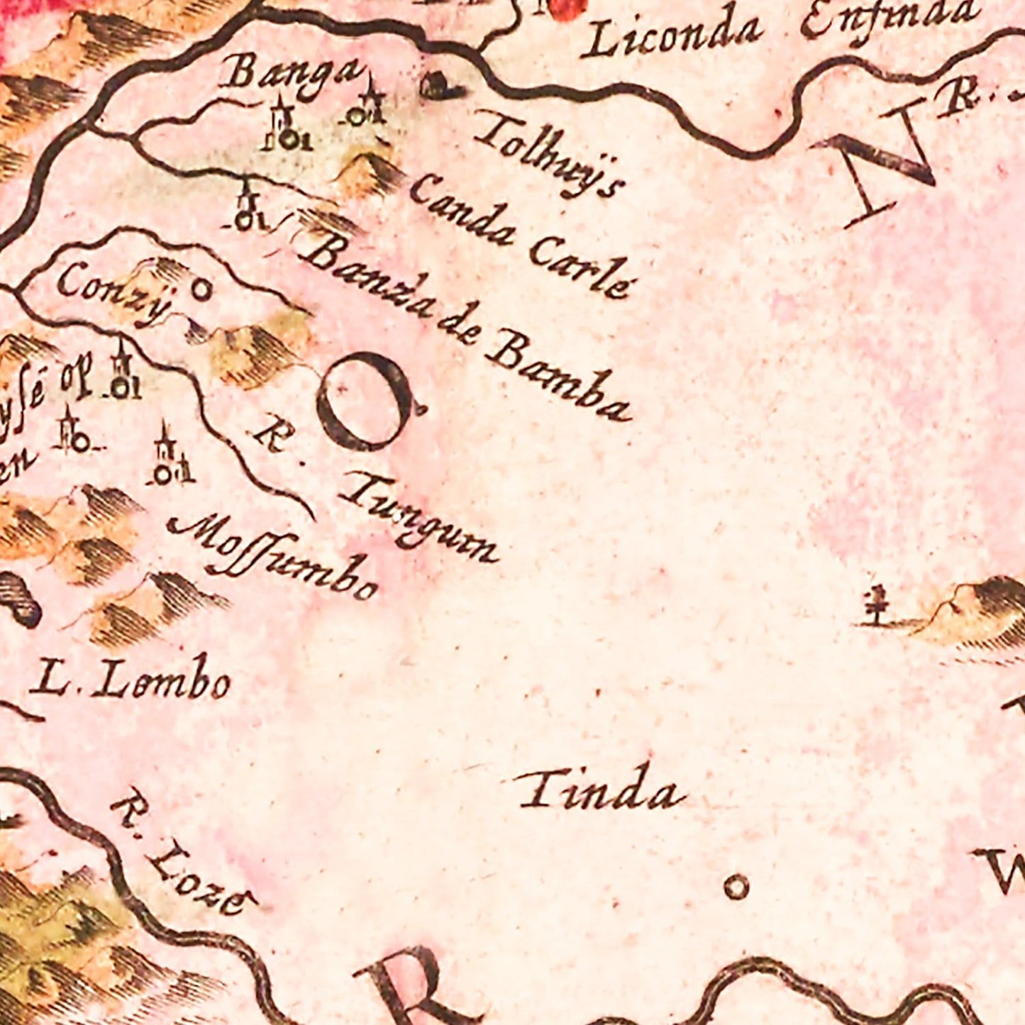 Vintage Map of Congo, 1665