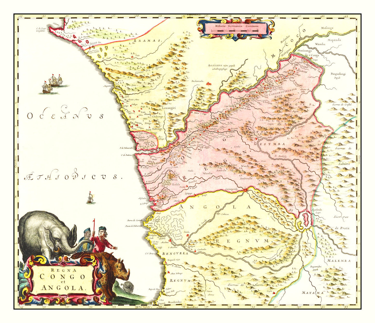 Vintage Map of Congo, 1665