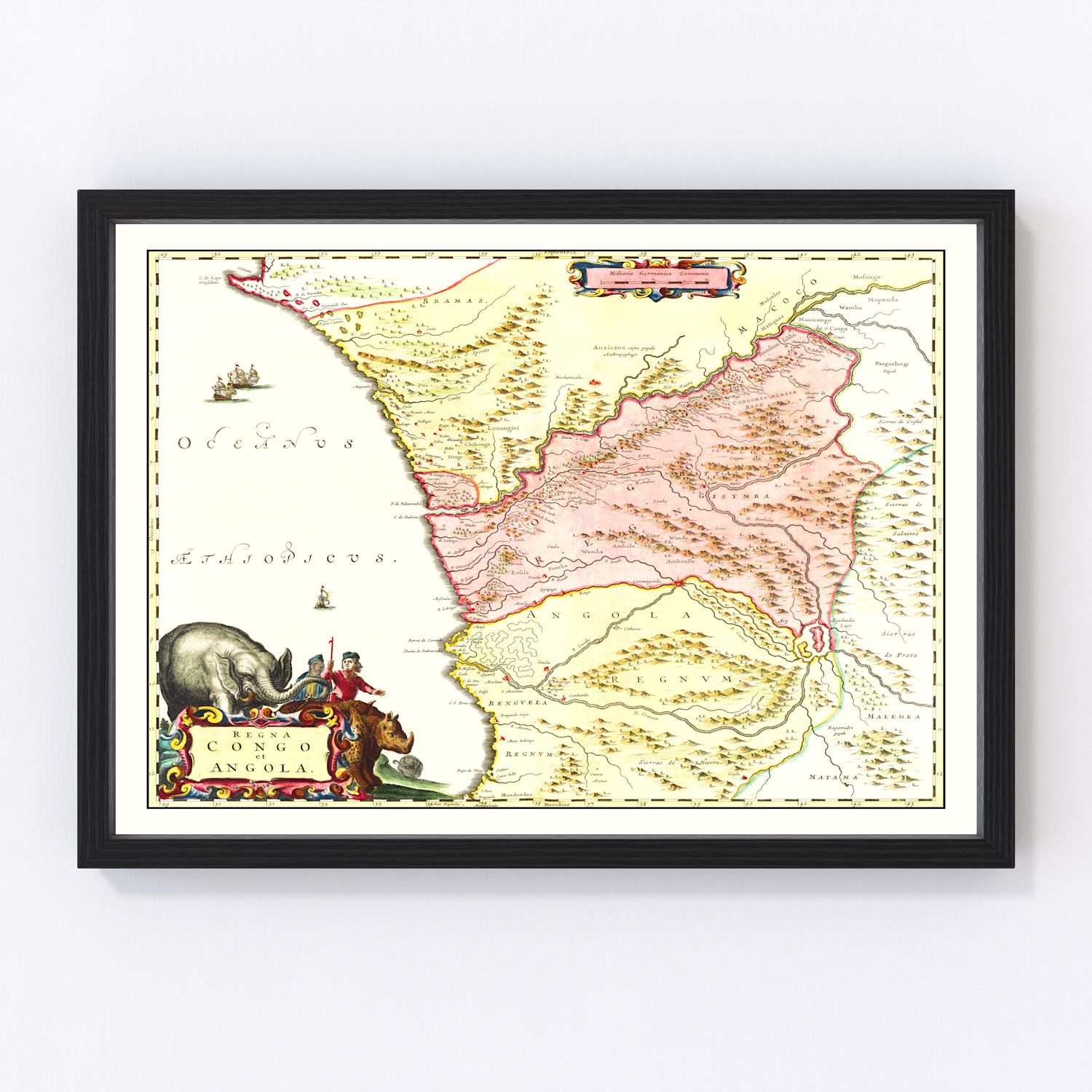 vintage map of Congo, 1665