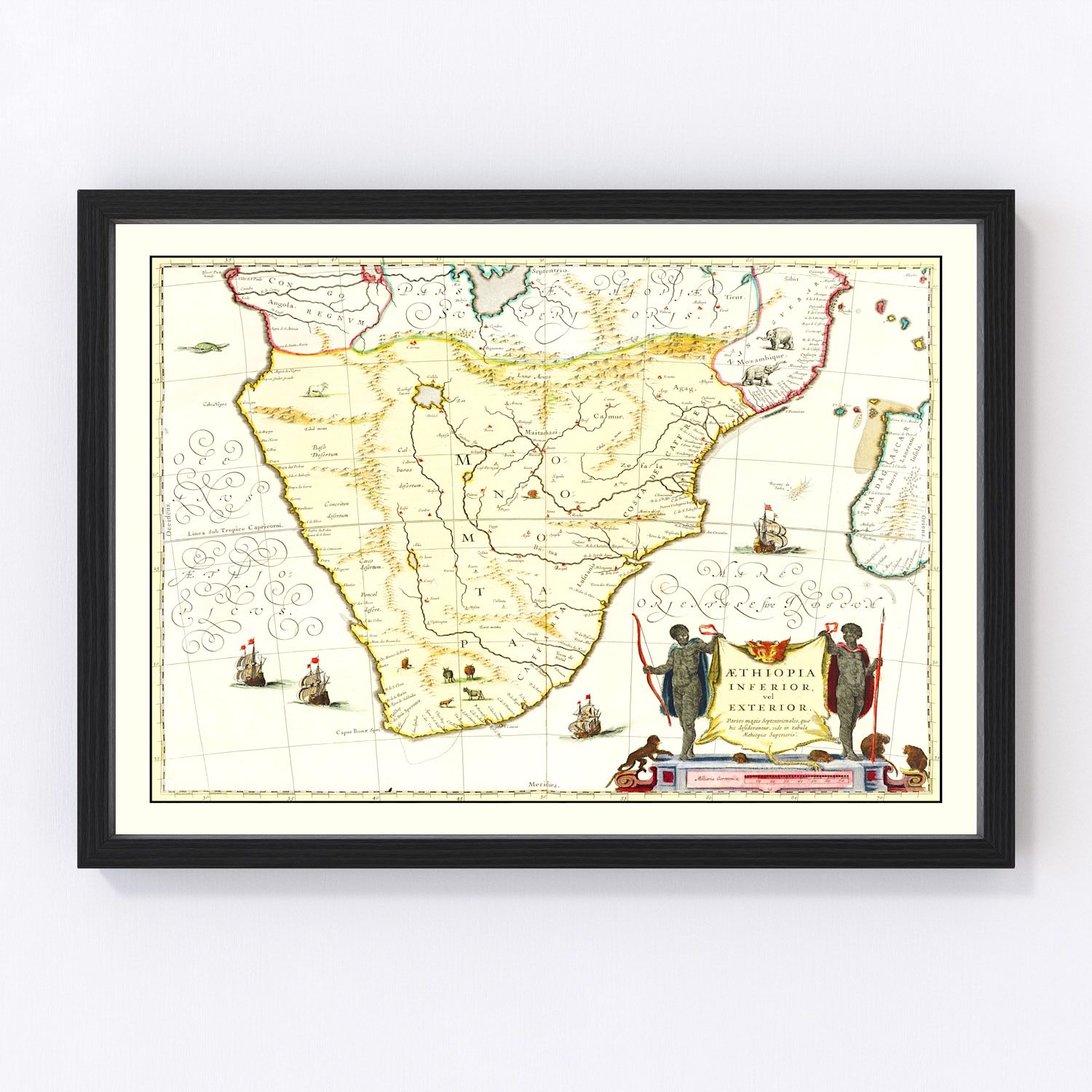 vintage map of southern Ethiopia, 1665