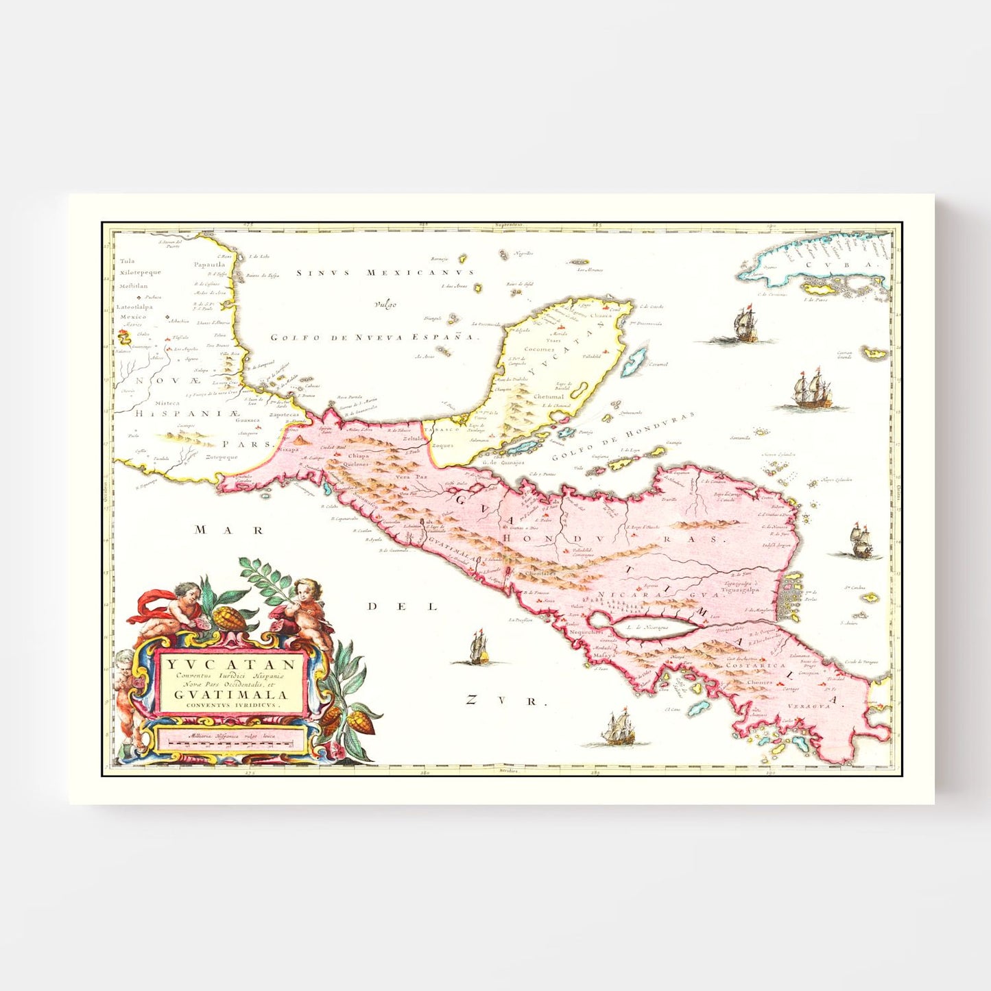 Vintage Map of Guatemala, 1665
