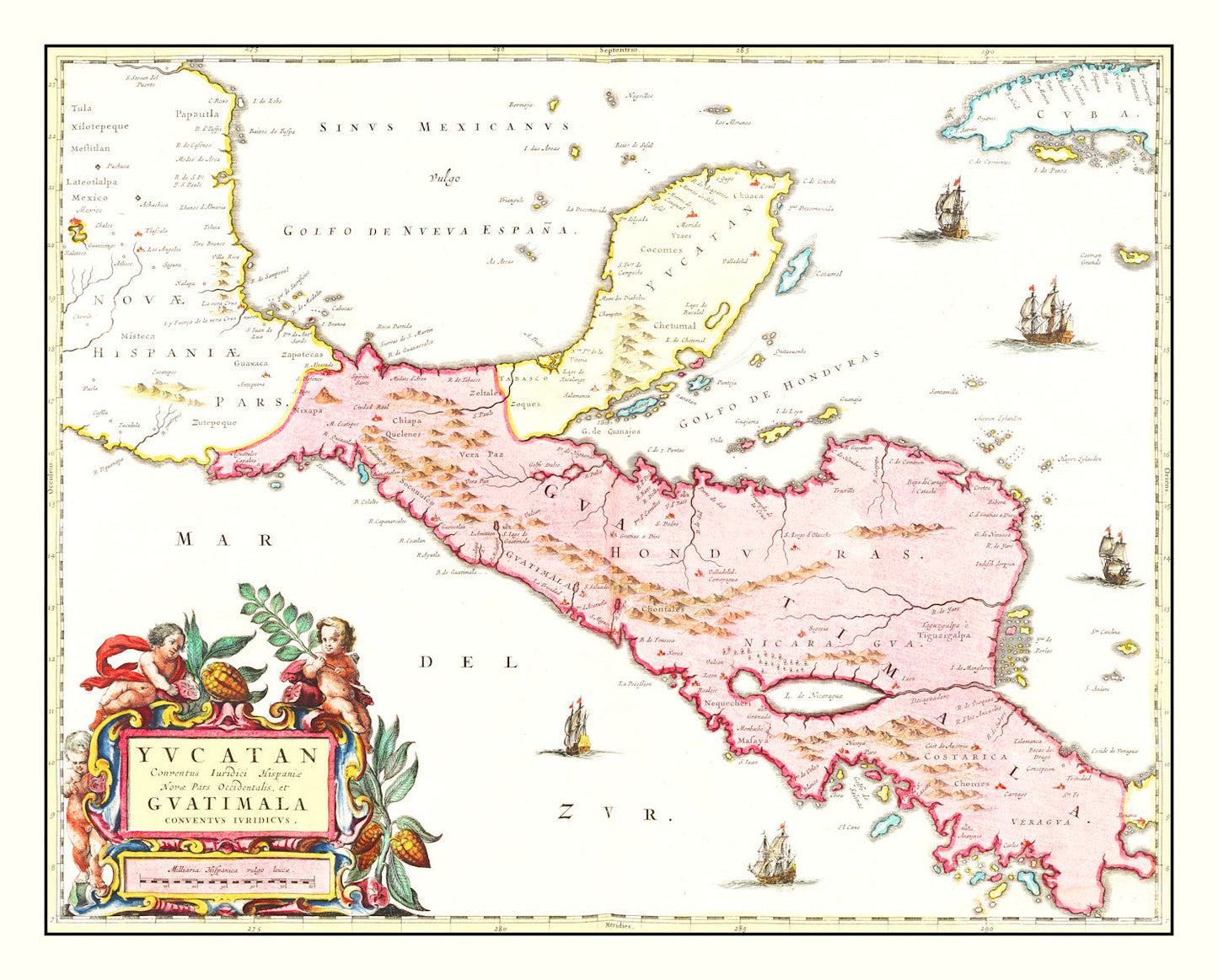 Vintage Map of Guatemala, 1665