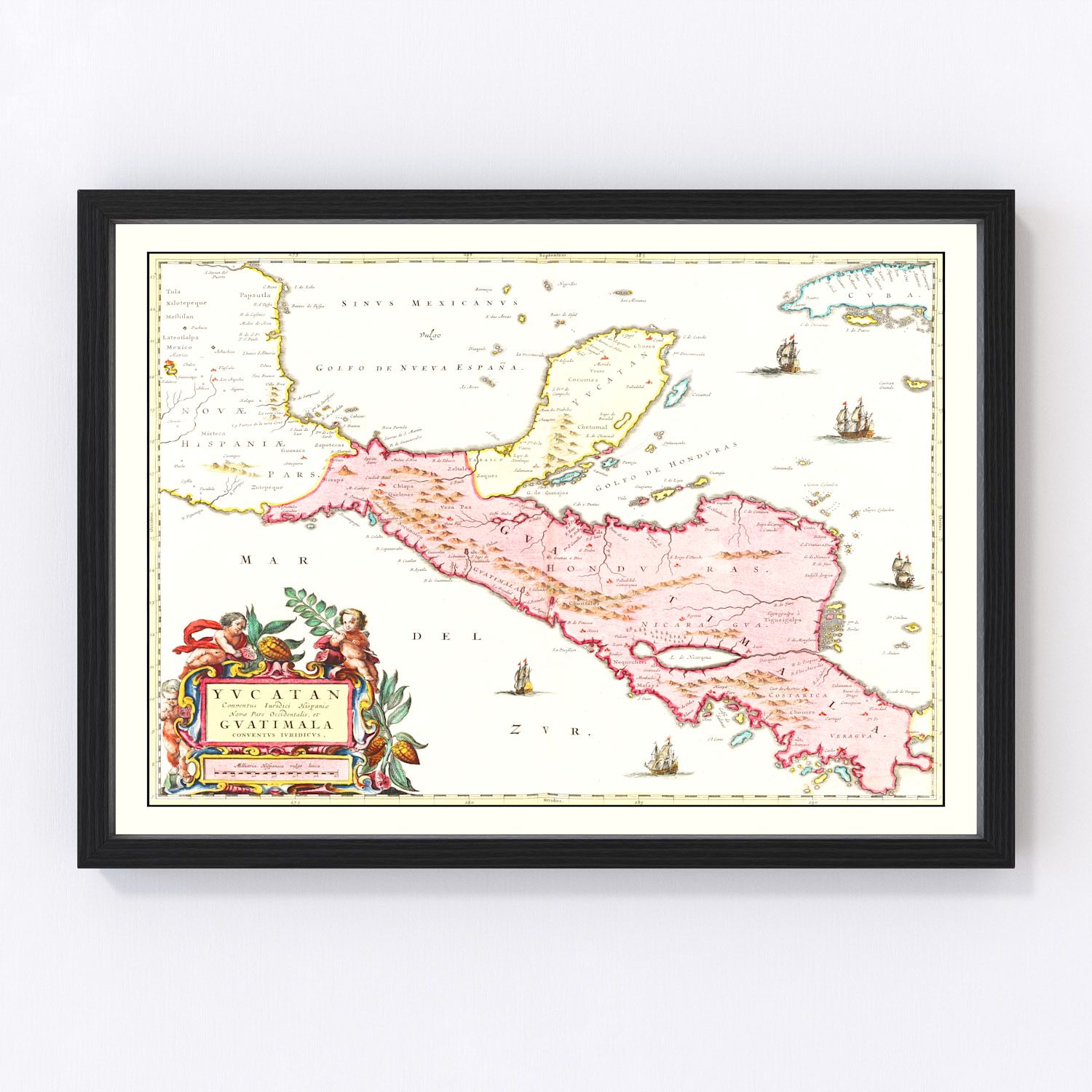 vintage map of Guatemala, 1665