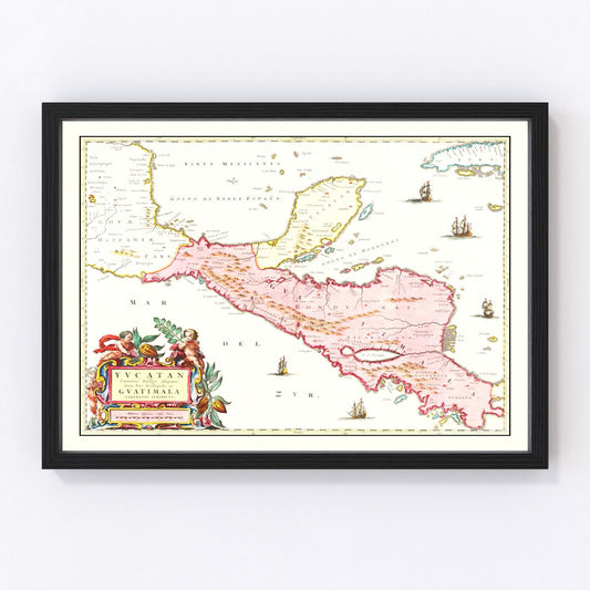 vintage map of Guatemala, 1665