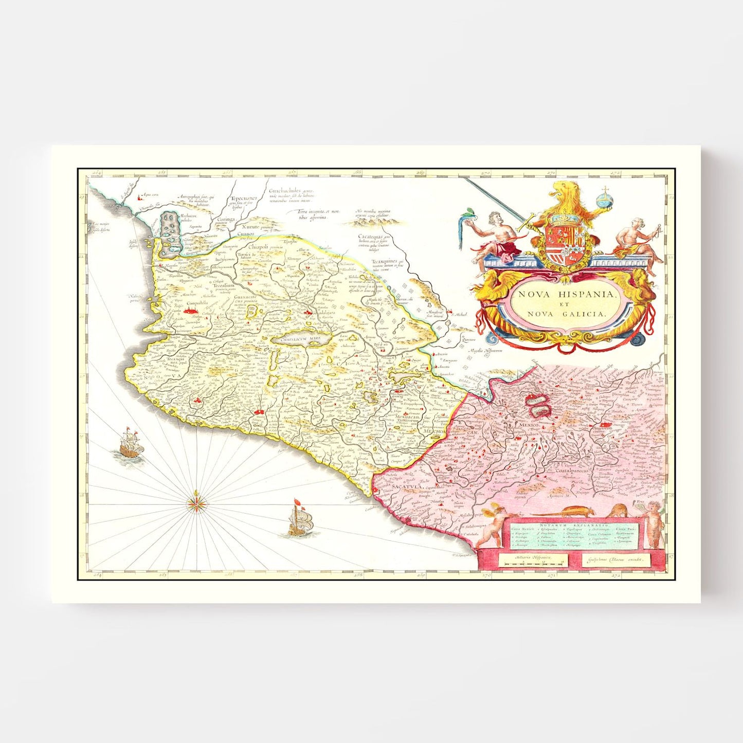 Vintage Map of Mexico, 1665