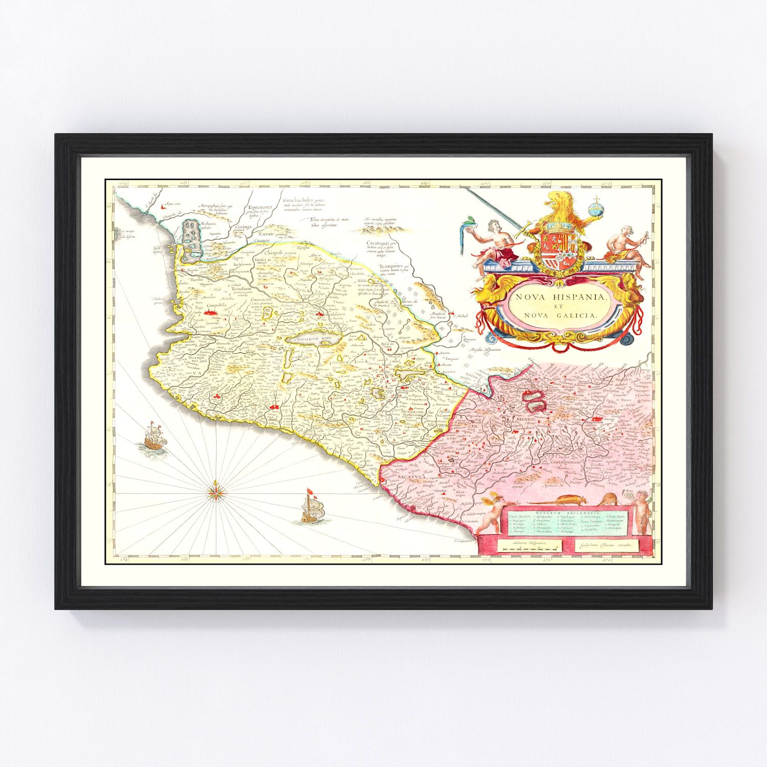 vintage map of Mexico, 1665