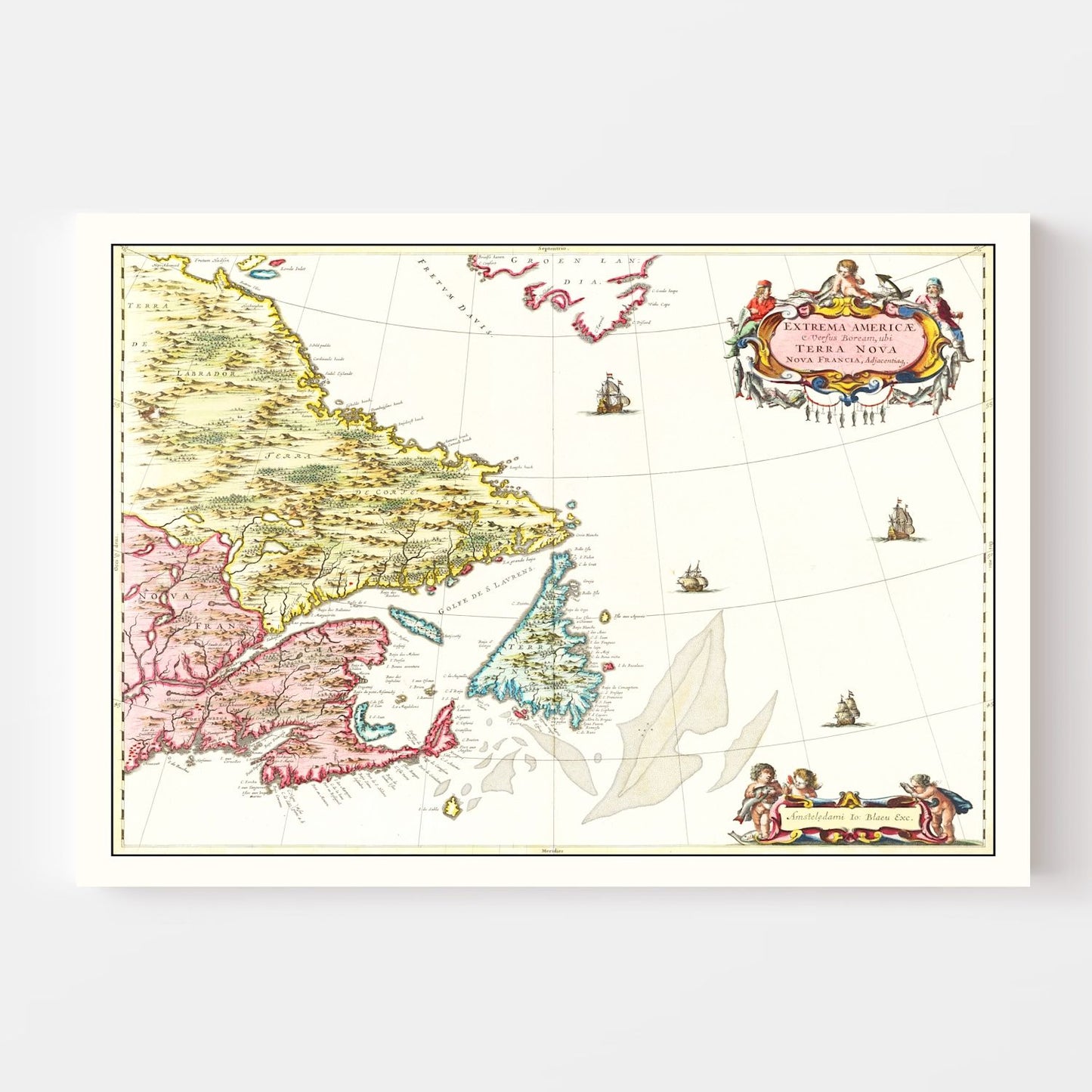 Vintage Map of Eastern Canada, 1665