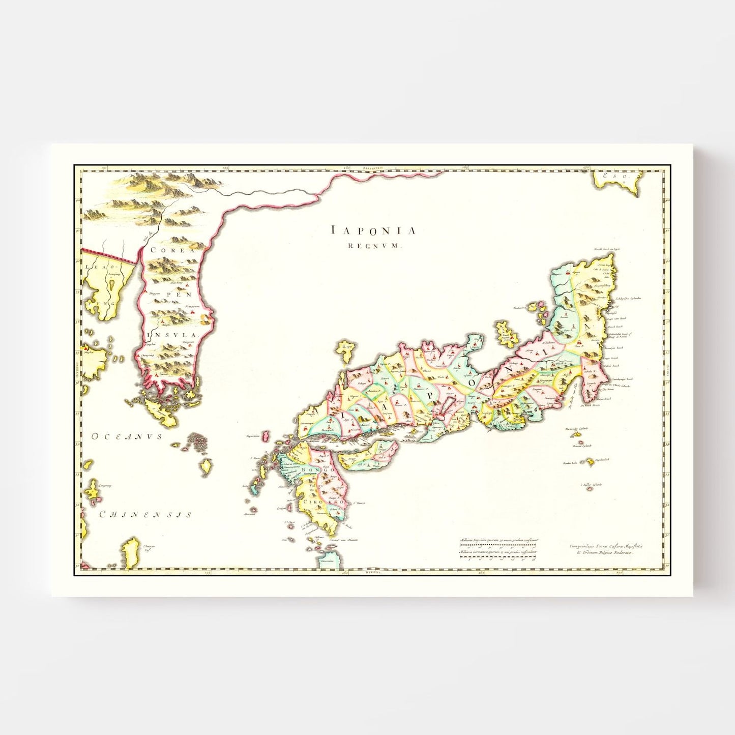 Vintage Map of Japan, 1665