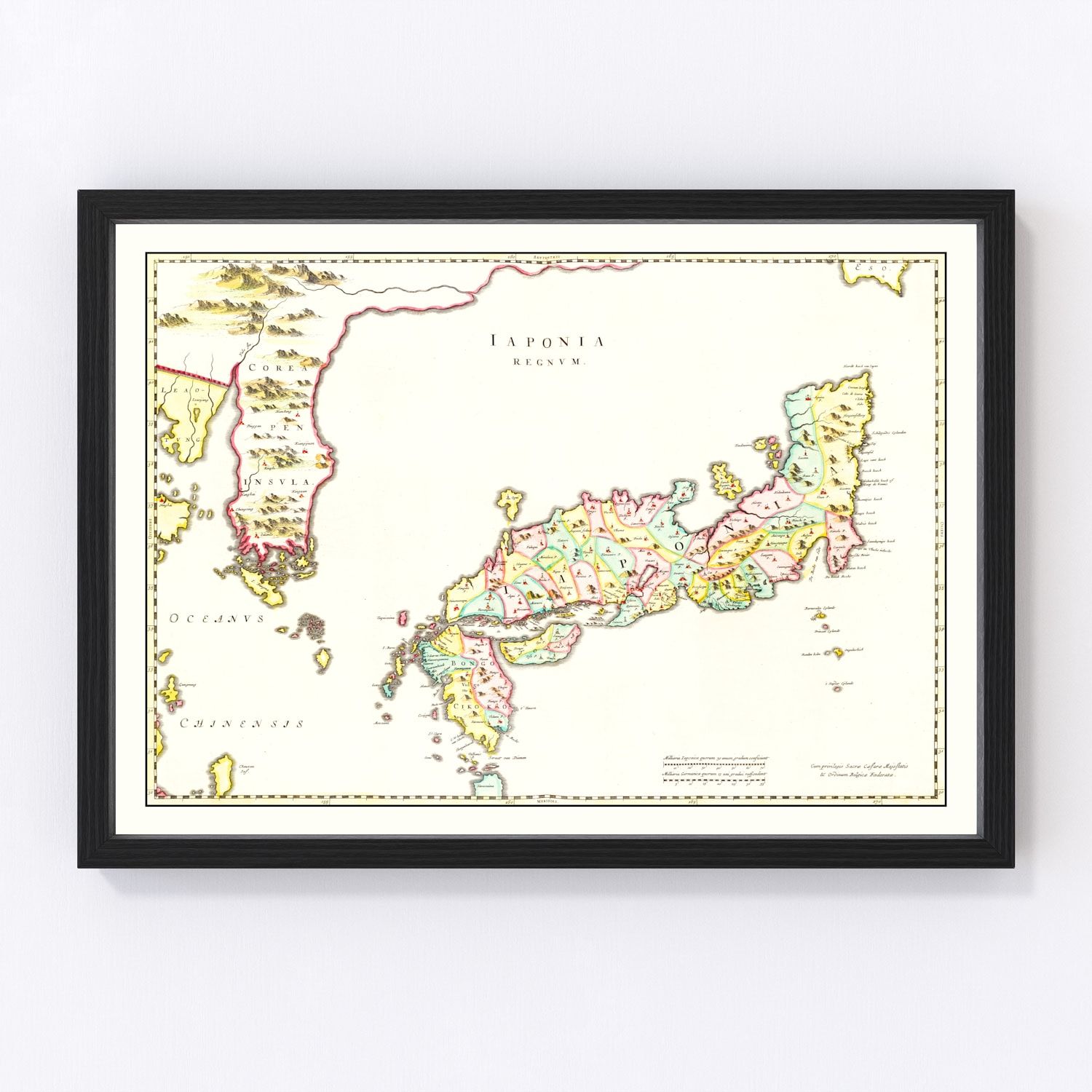 Vintage map of Japan, 1665