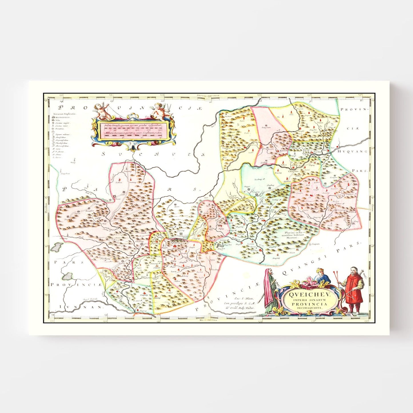 Vintage Map of Qveichev, China, 1665