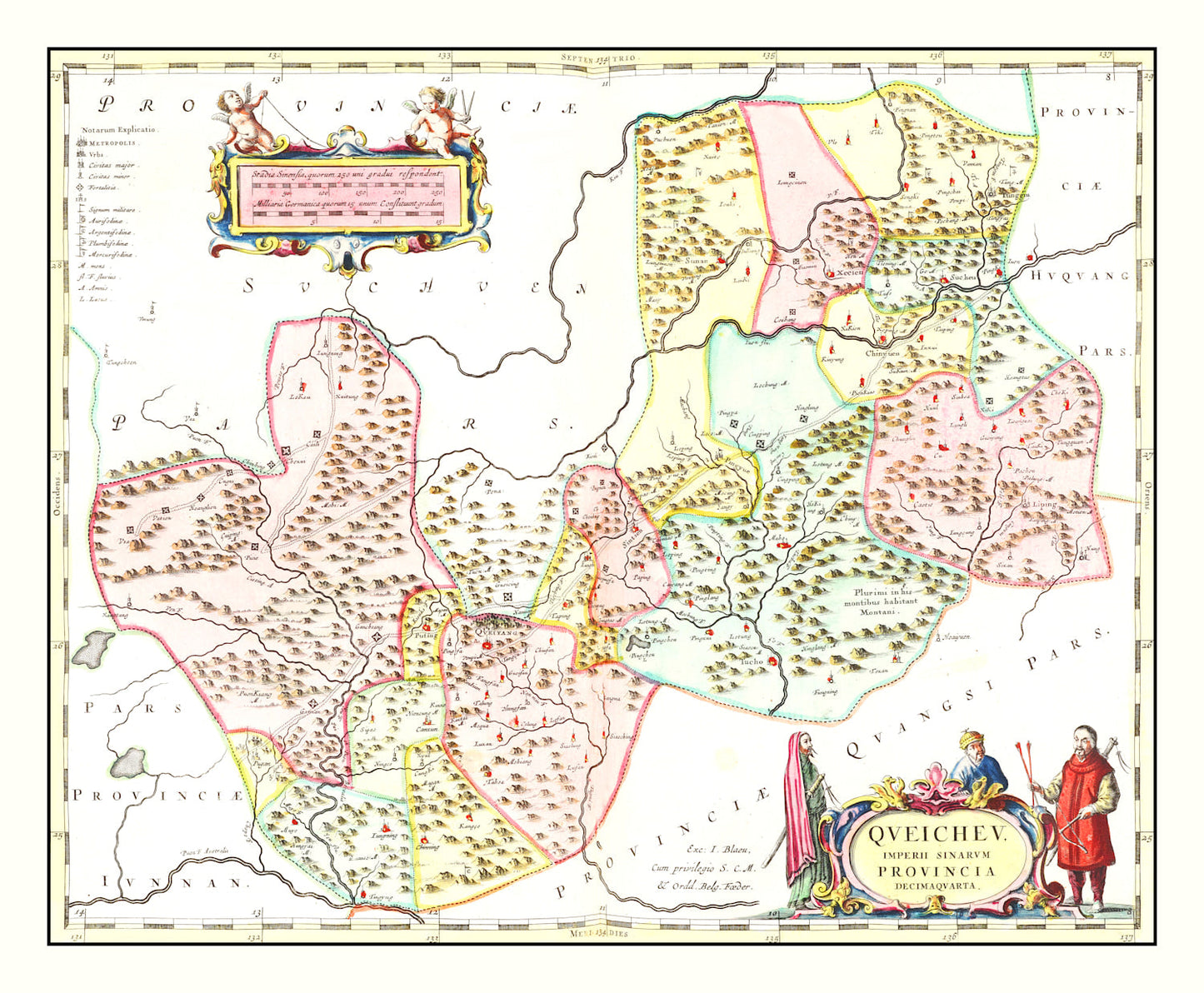 Vintage Map of Qveichev, China, 1665