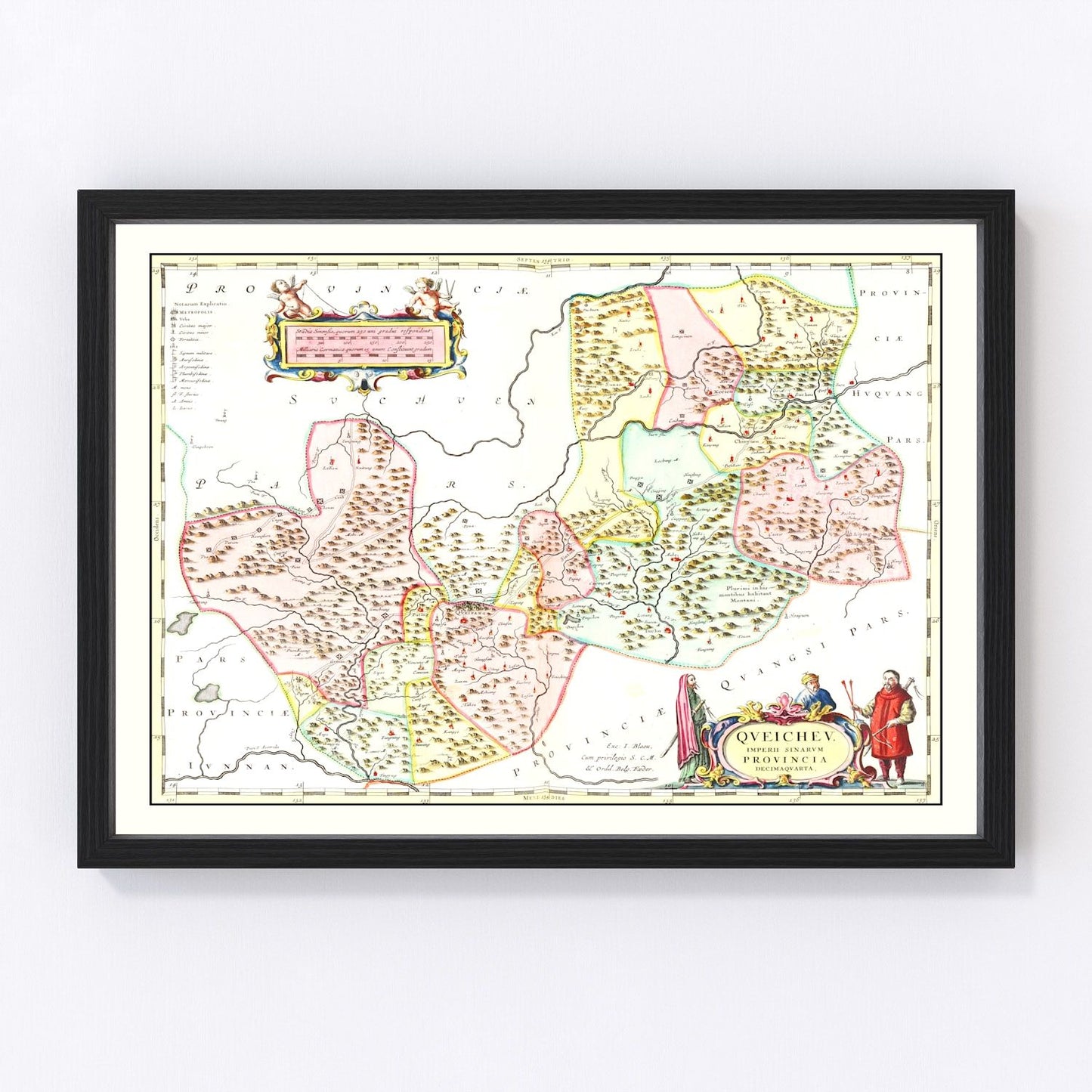 Vintage map of Qveichev, China, 1665