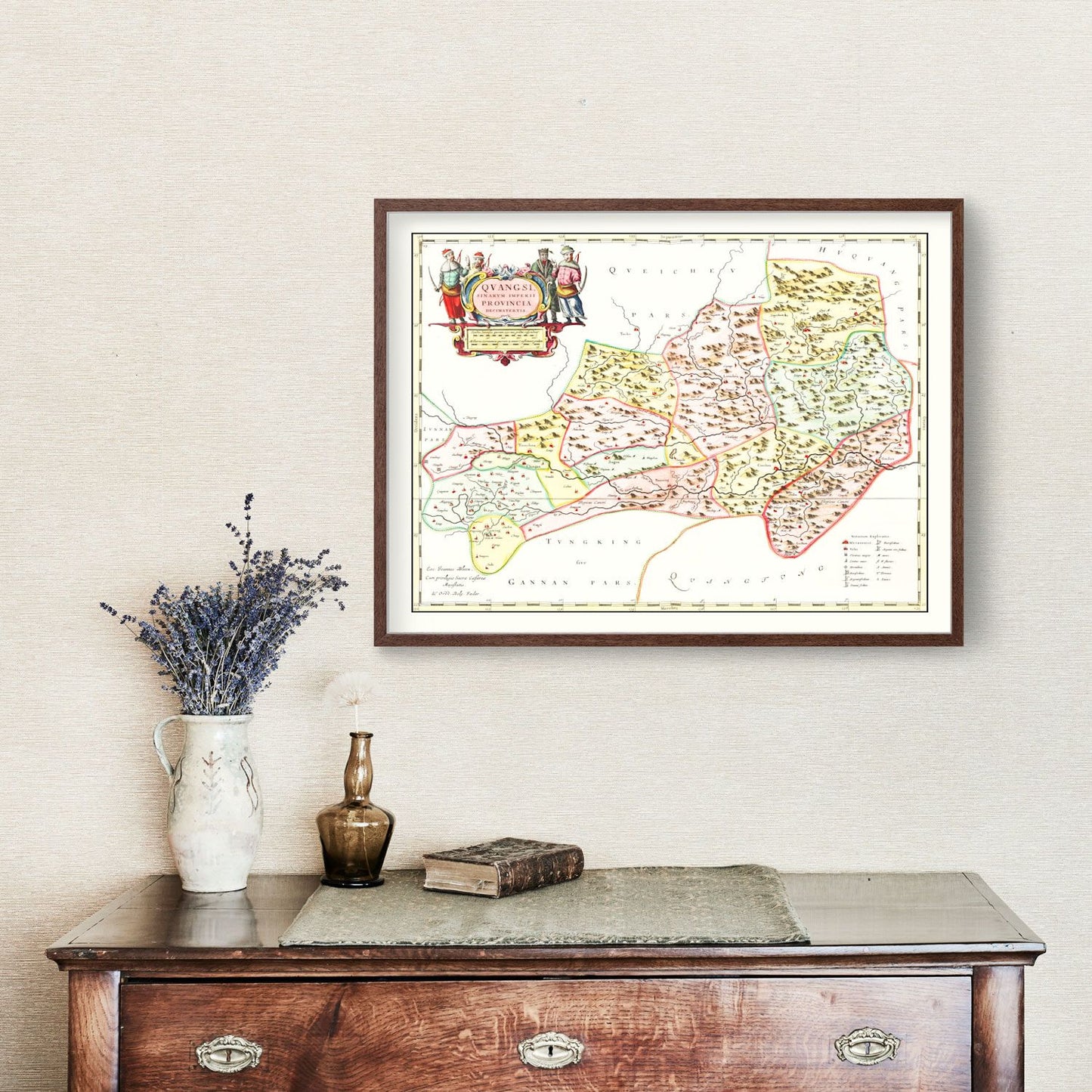 Vintage Map of Quangsi (Guangxi), China, 1665