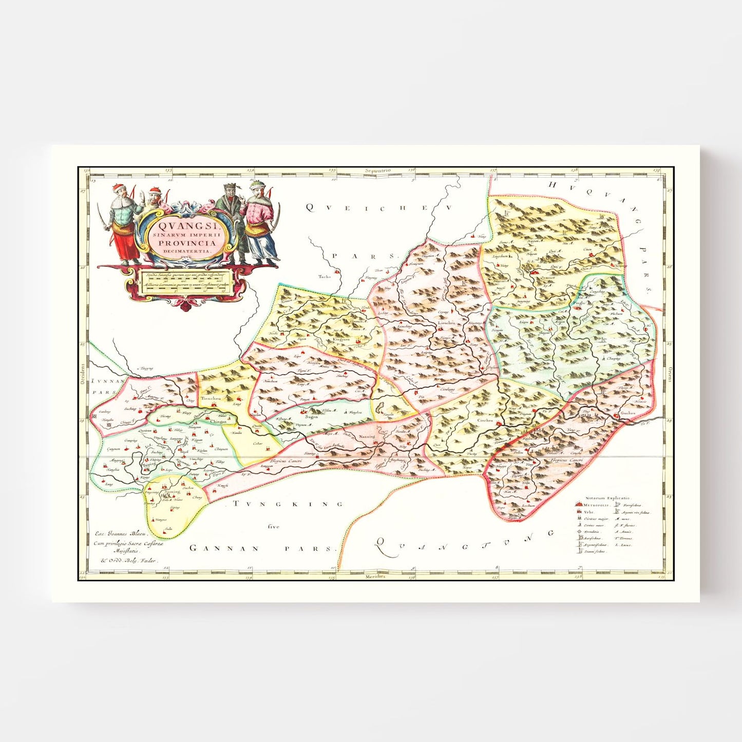 Vintage Map of Quangsi (Guangxi), China, 1665