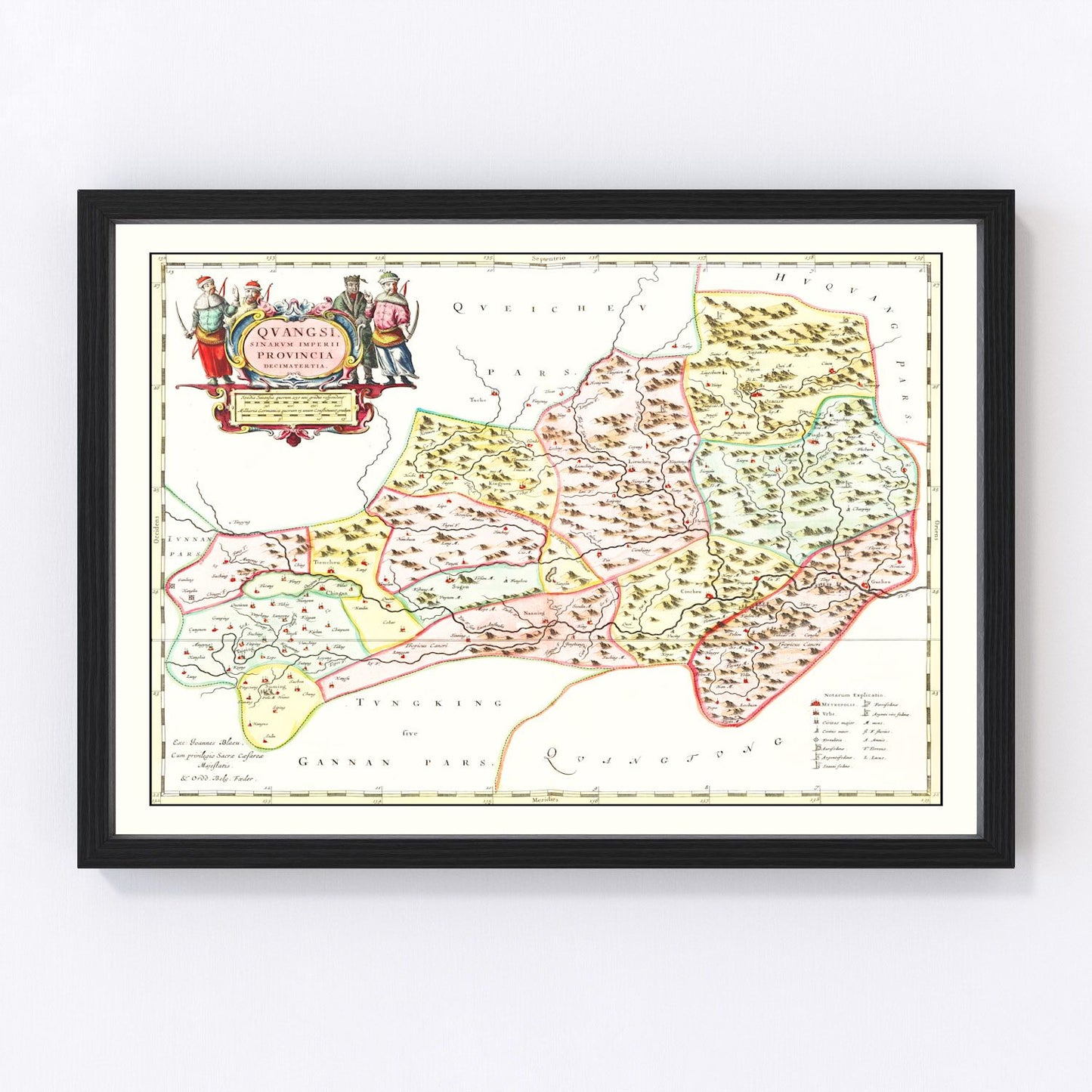 vintage map of Quangsi (Guangxi), China, 1665