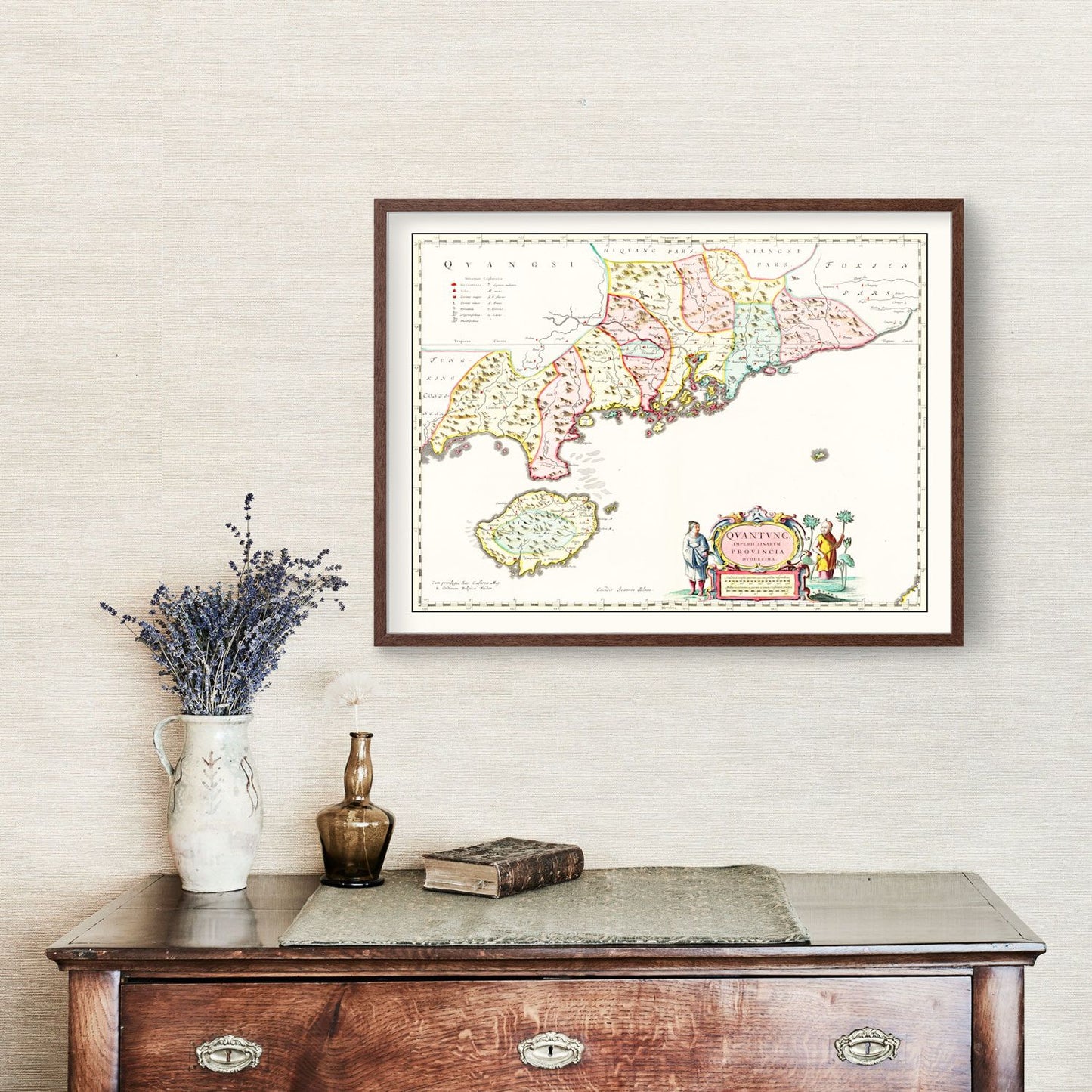 Vintage Map of Guangdong, China, 1665