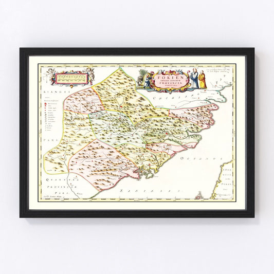 vintage map of Fujian, China, 1665