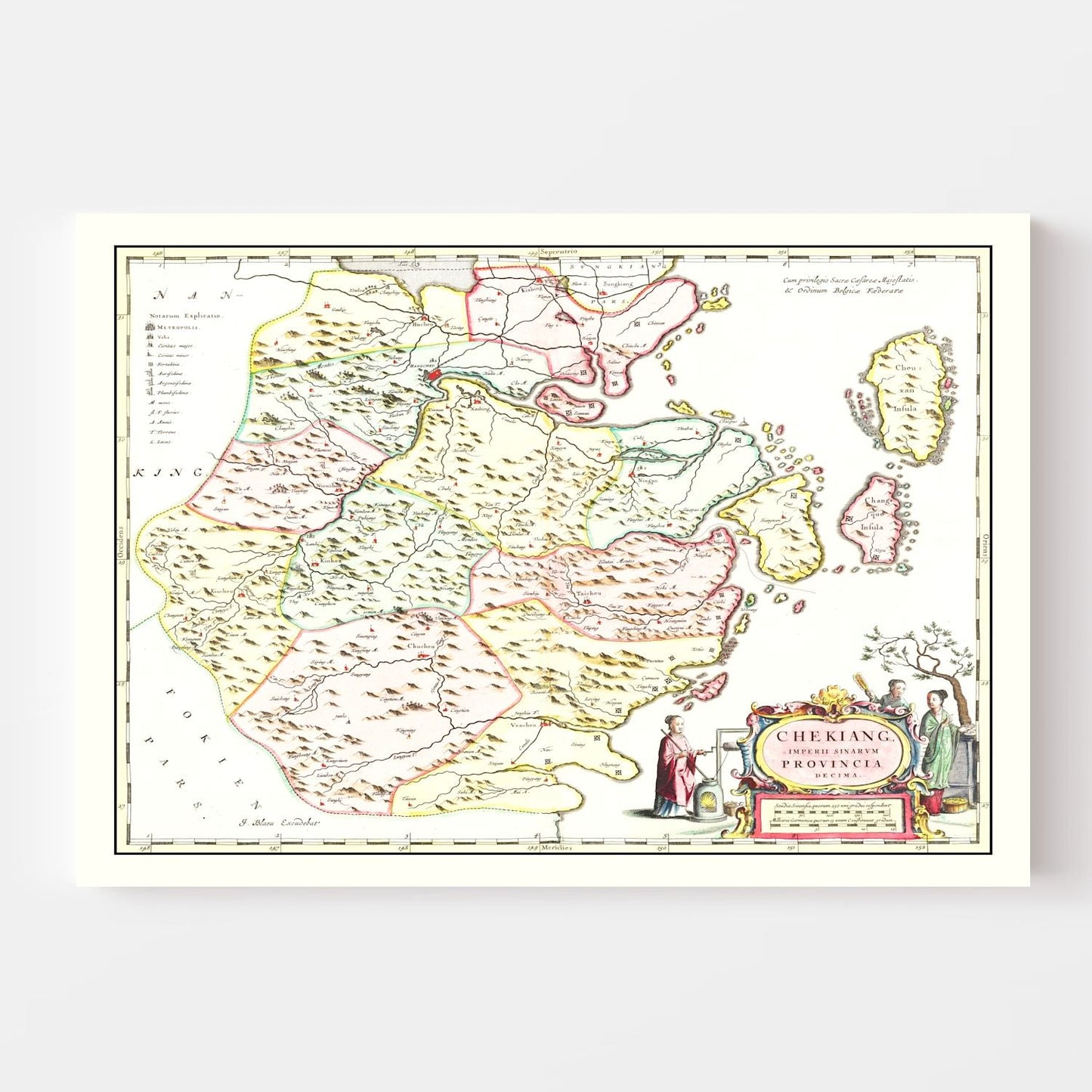 Vintage Map of Zhejiang China, 1665