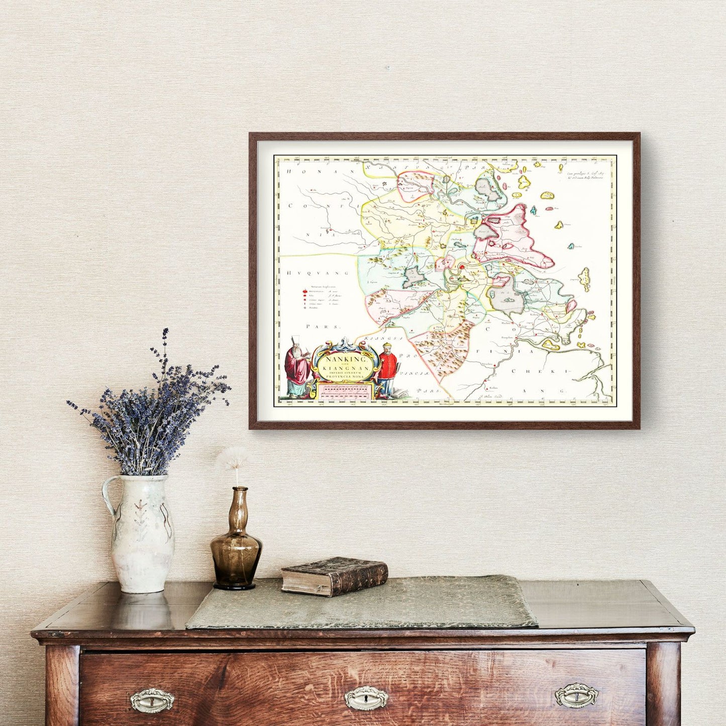 Vintage Map of Nanking, China, 1665