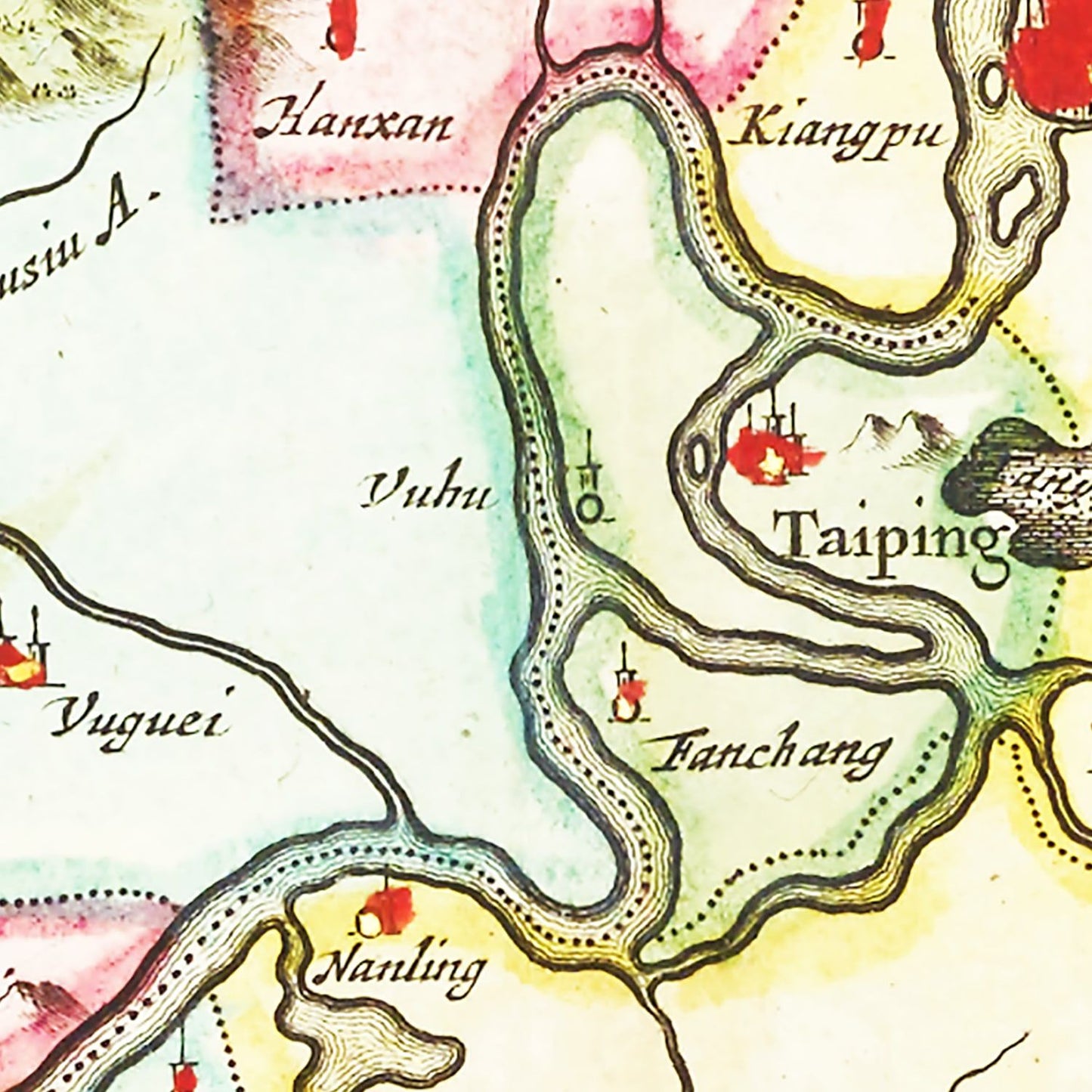 Vintage Map of Nanking, China, 1665
