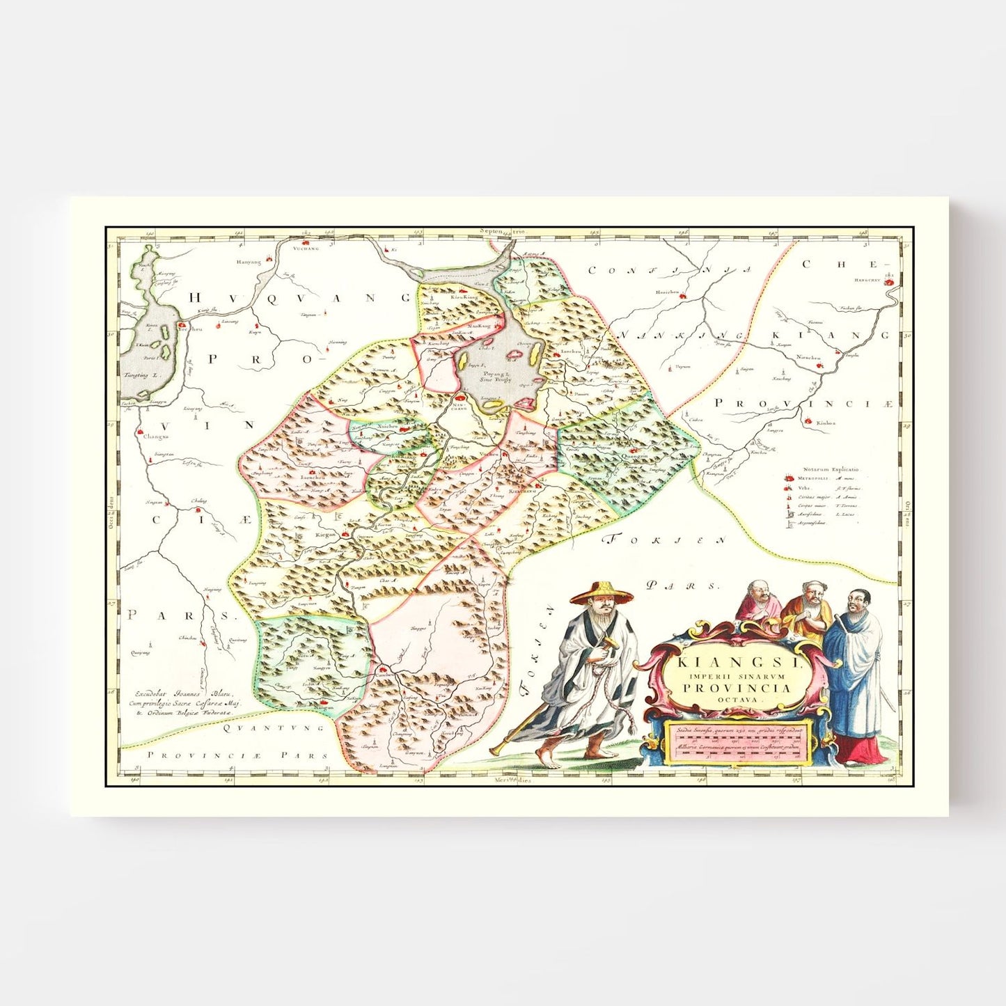 Vintage Map of Jiangxi, China, 1665