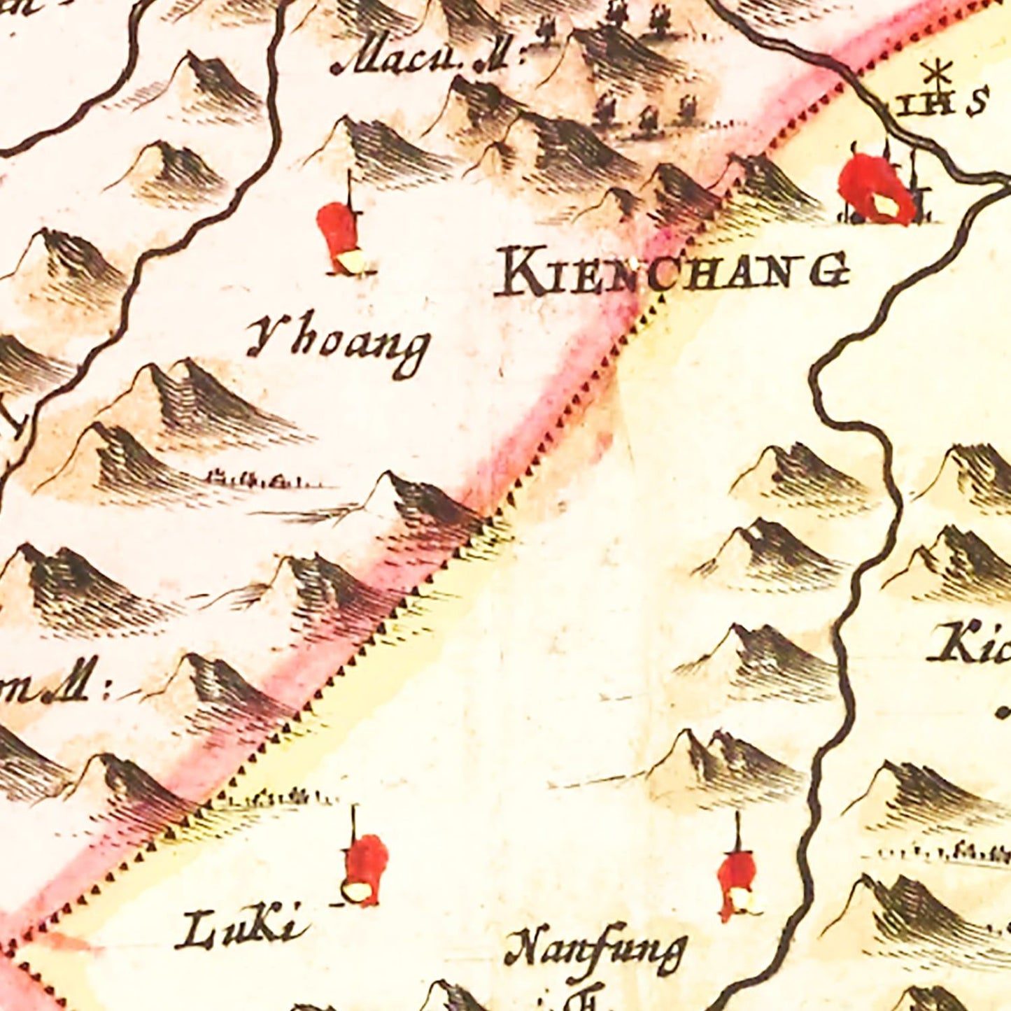 Vintage Map of Jiangxi, China, 1665