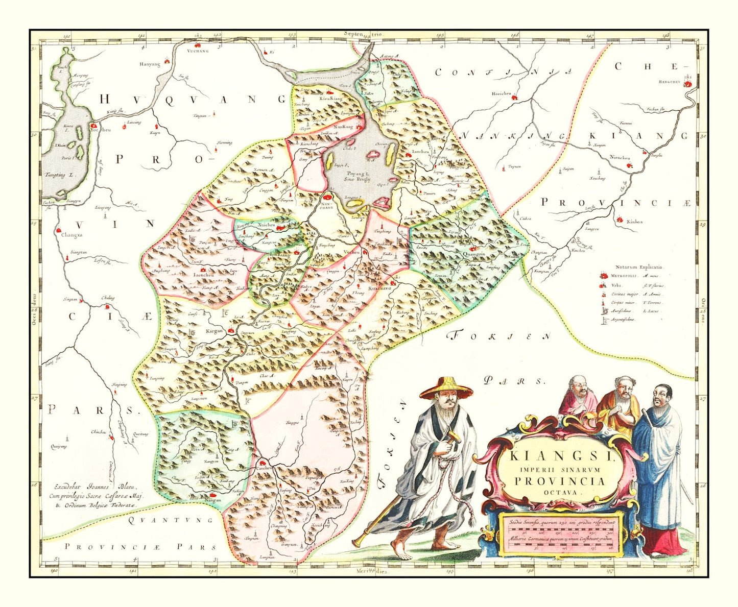 Vintage Map of Jiangxi, China, 1665