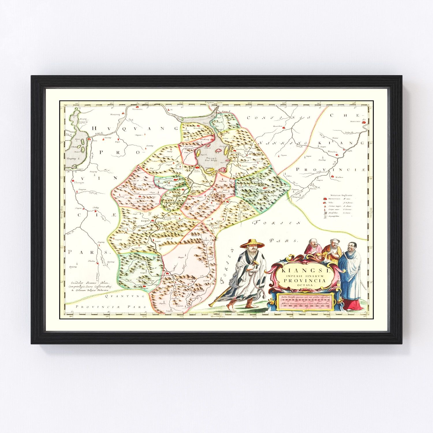 Vintage map of Jiangxi, China, 1665