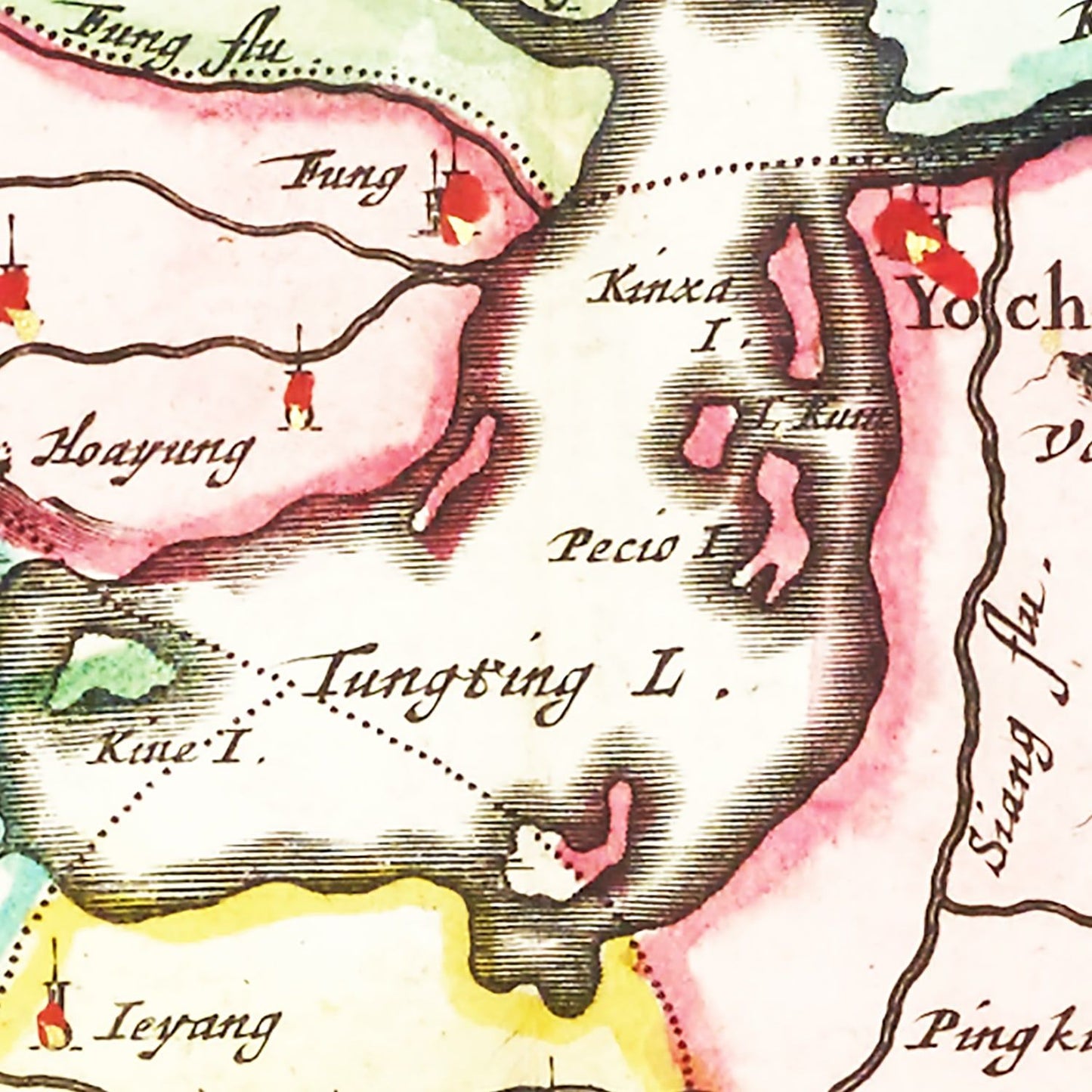 Vintage Map of Huguang, China, 1665
