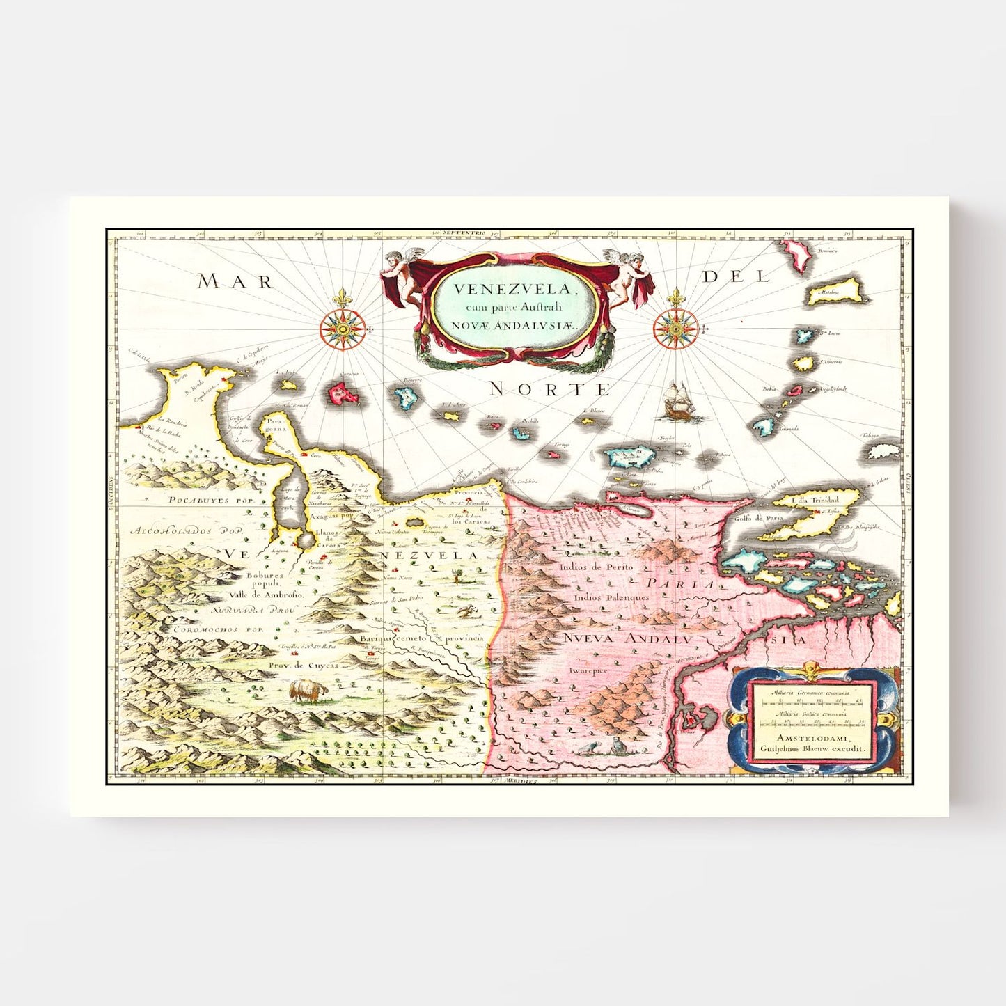 Vintage Map of Venezuela, 1665