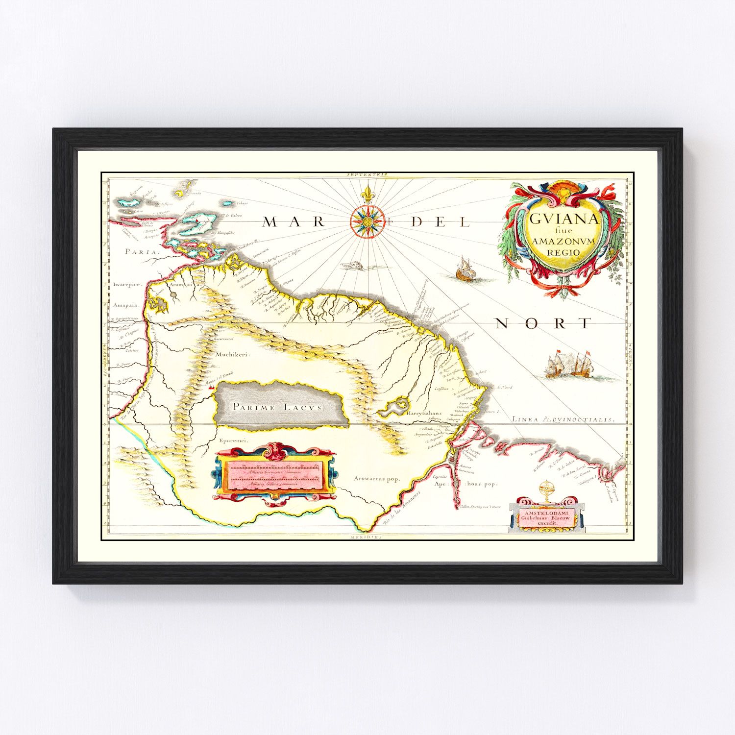 vintage map of Guyana, 1665