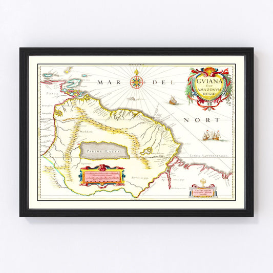 vintage map of Guyana, 1665