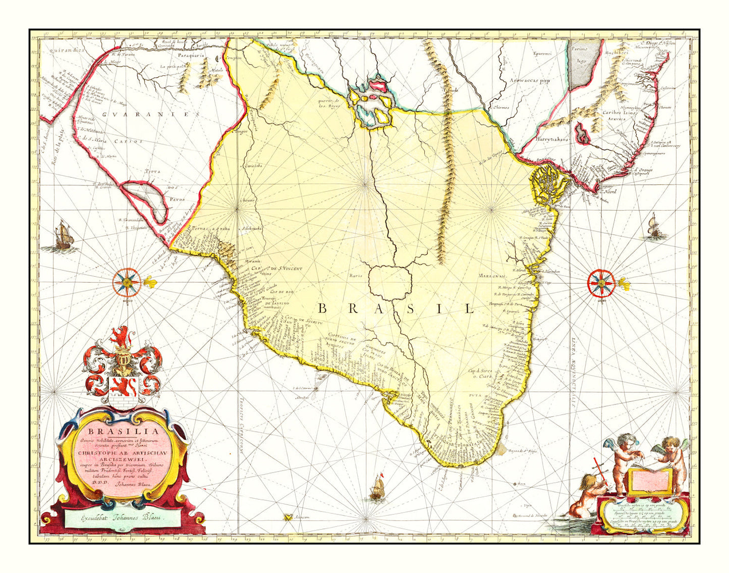Vintage Map of Brazil 1665 (II)