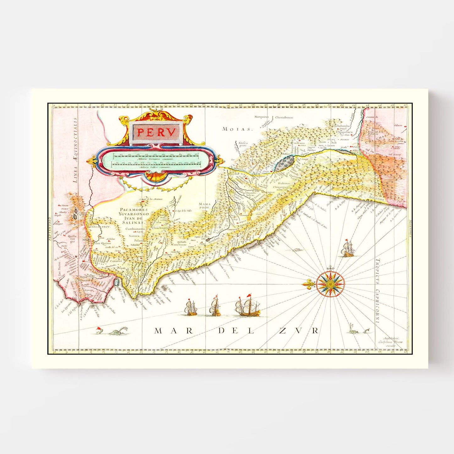 Vintage Map of Peru, 1665