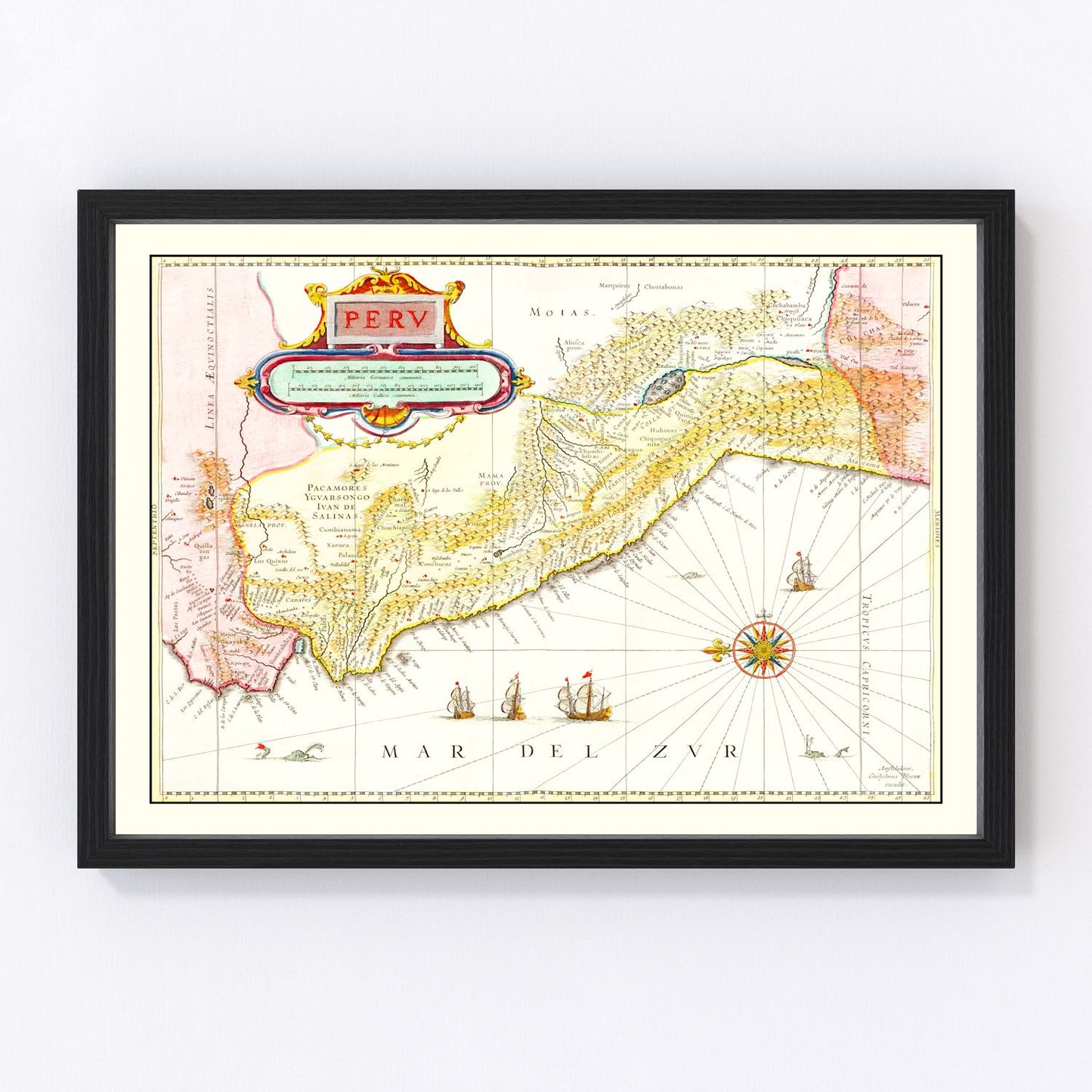 vintage map of Peru, 1665
