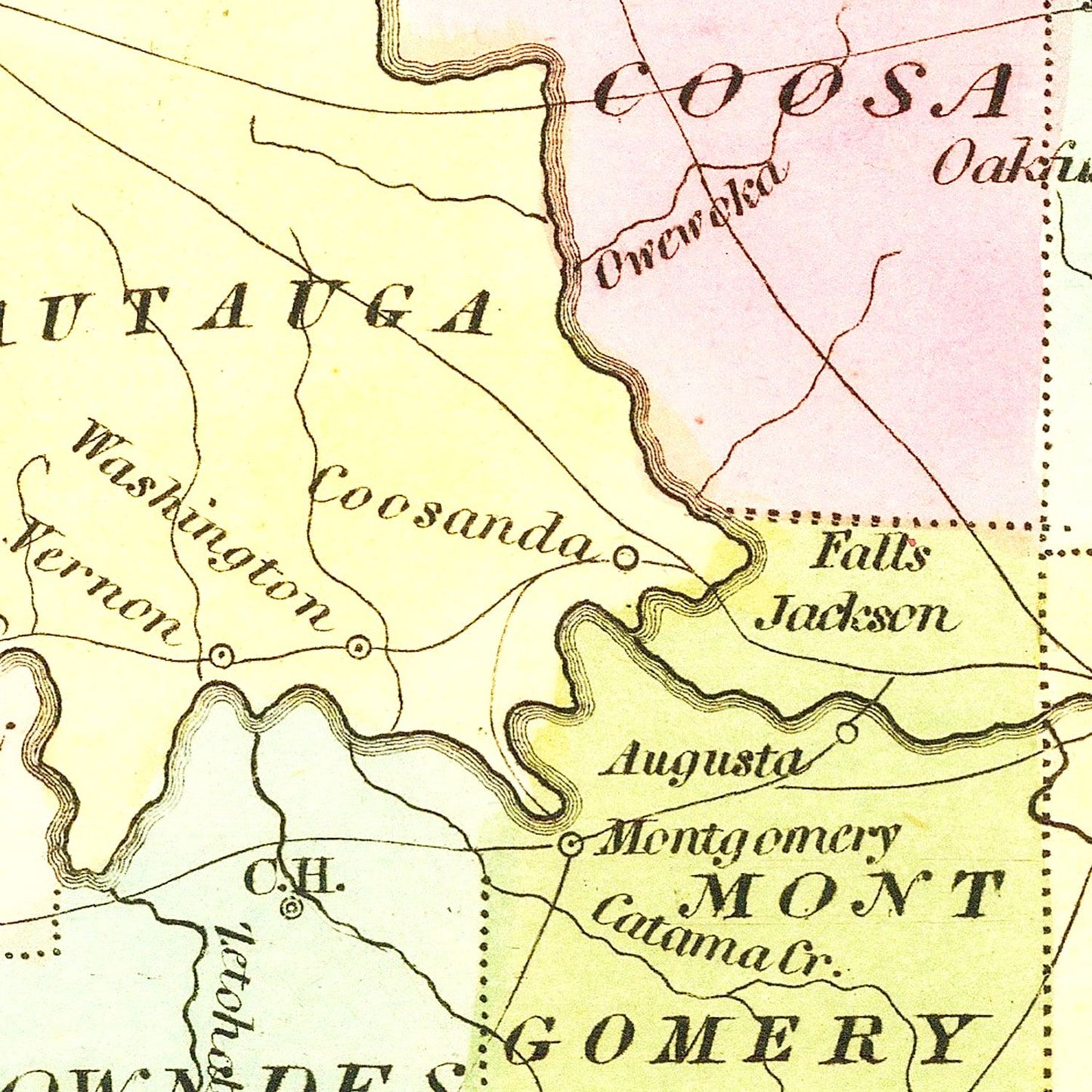 Vintage Map of Alabama, 1834