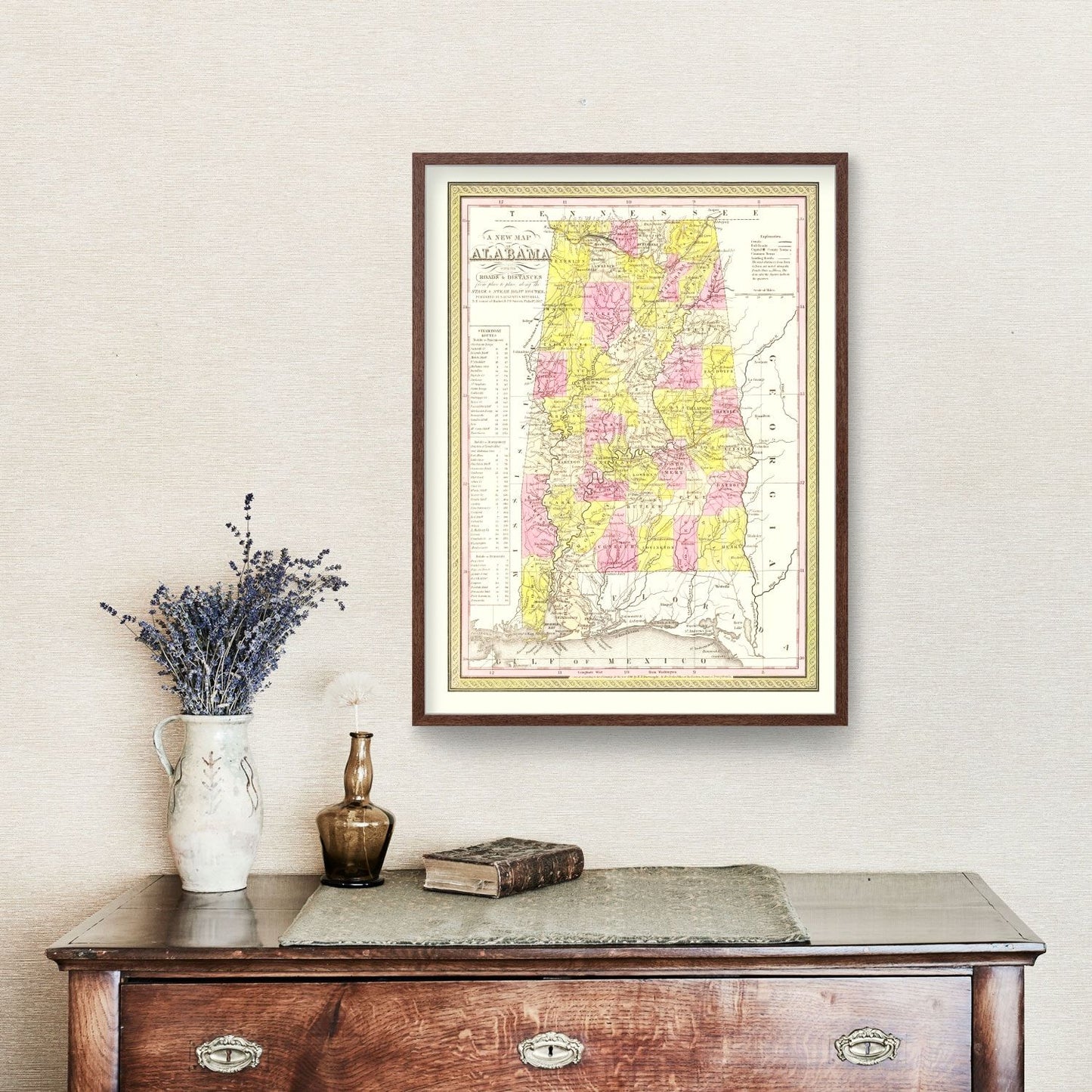 Vintage Map of Alabama, 1847