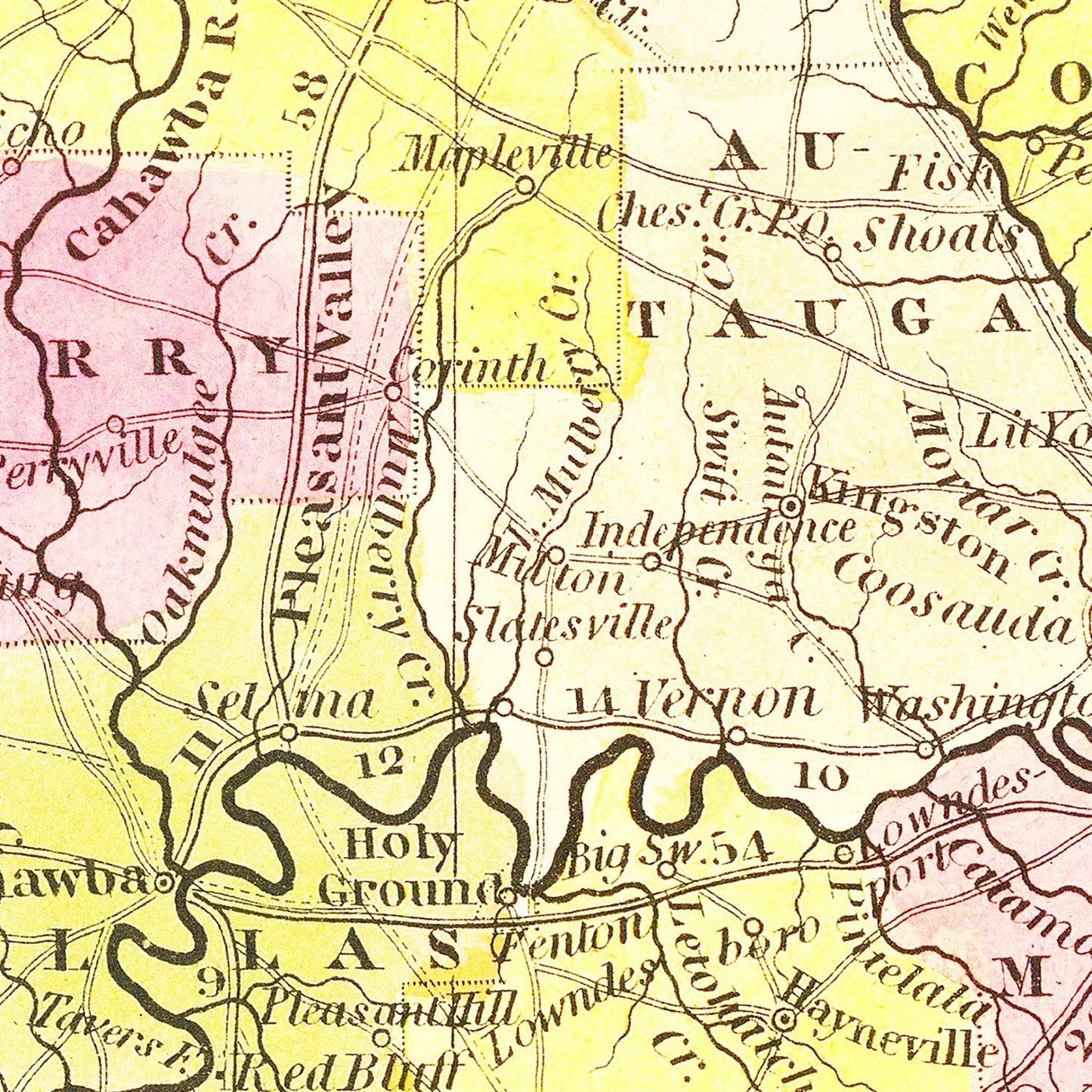 Vintage Map of Alabama, 1847