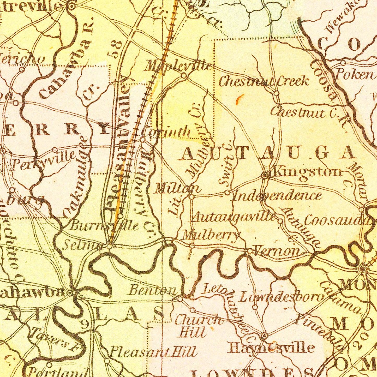 Vintage Map of Alabama, 1854